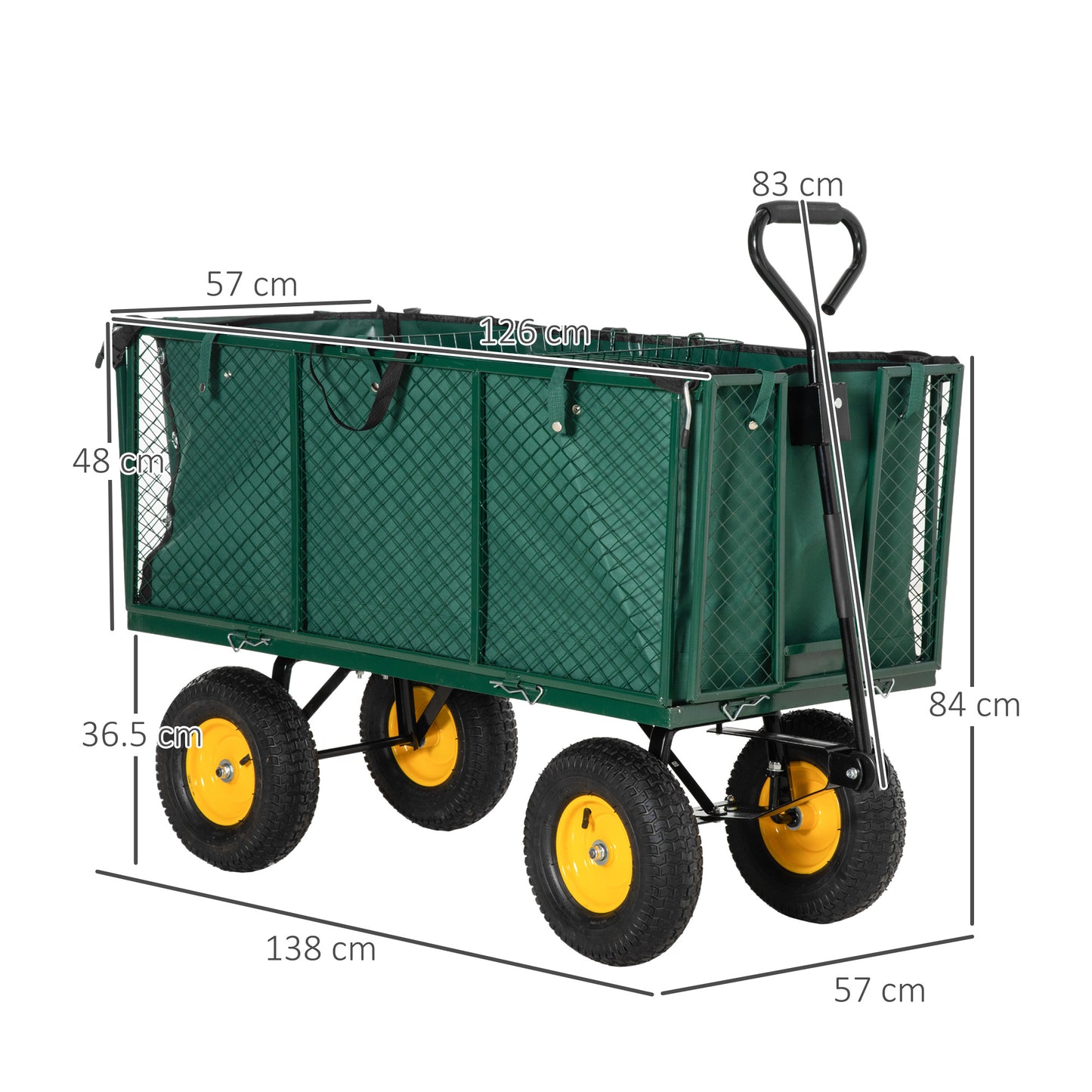 Large 4 Wheel Heavy Duty Garden Cart Truck Trolley Wheelbarrow