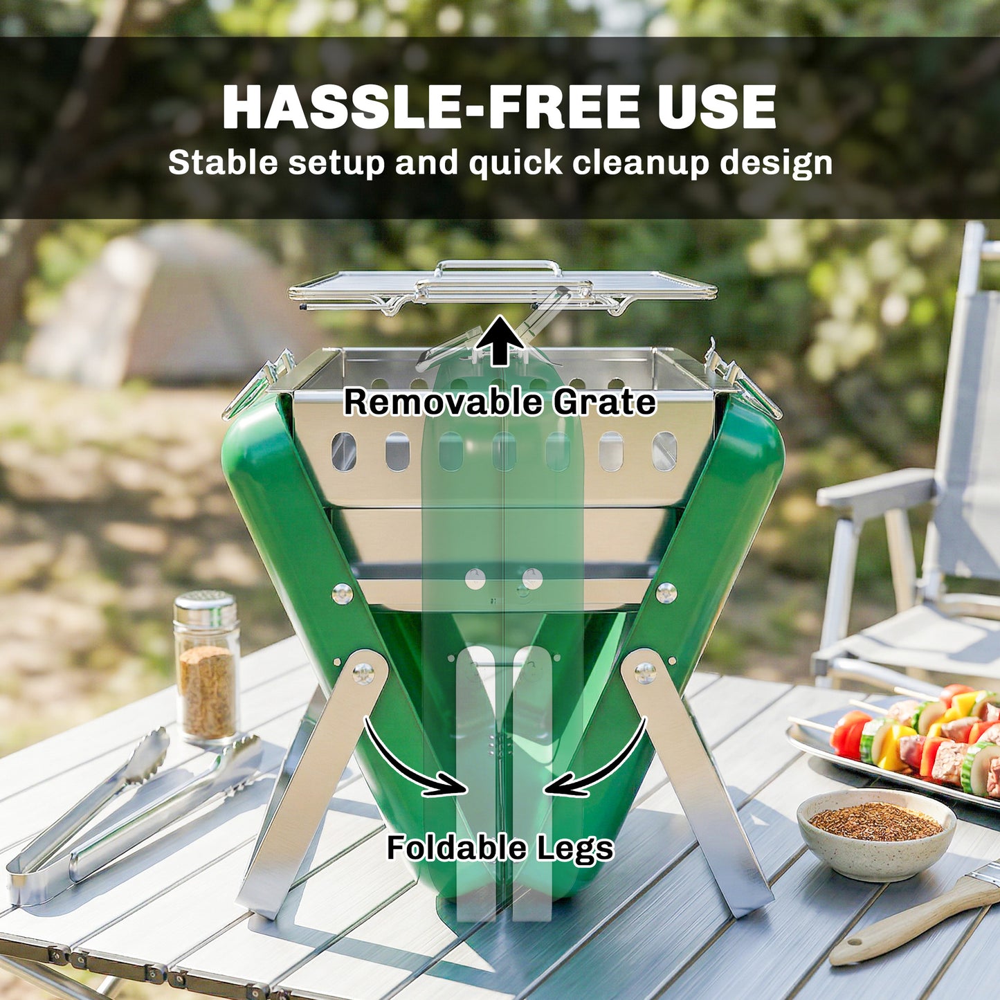 Charcoal BBQ Grill Portable Stainless Steel Barbecue