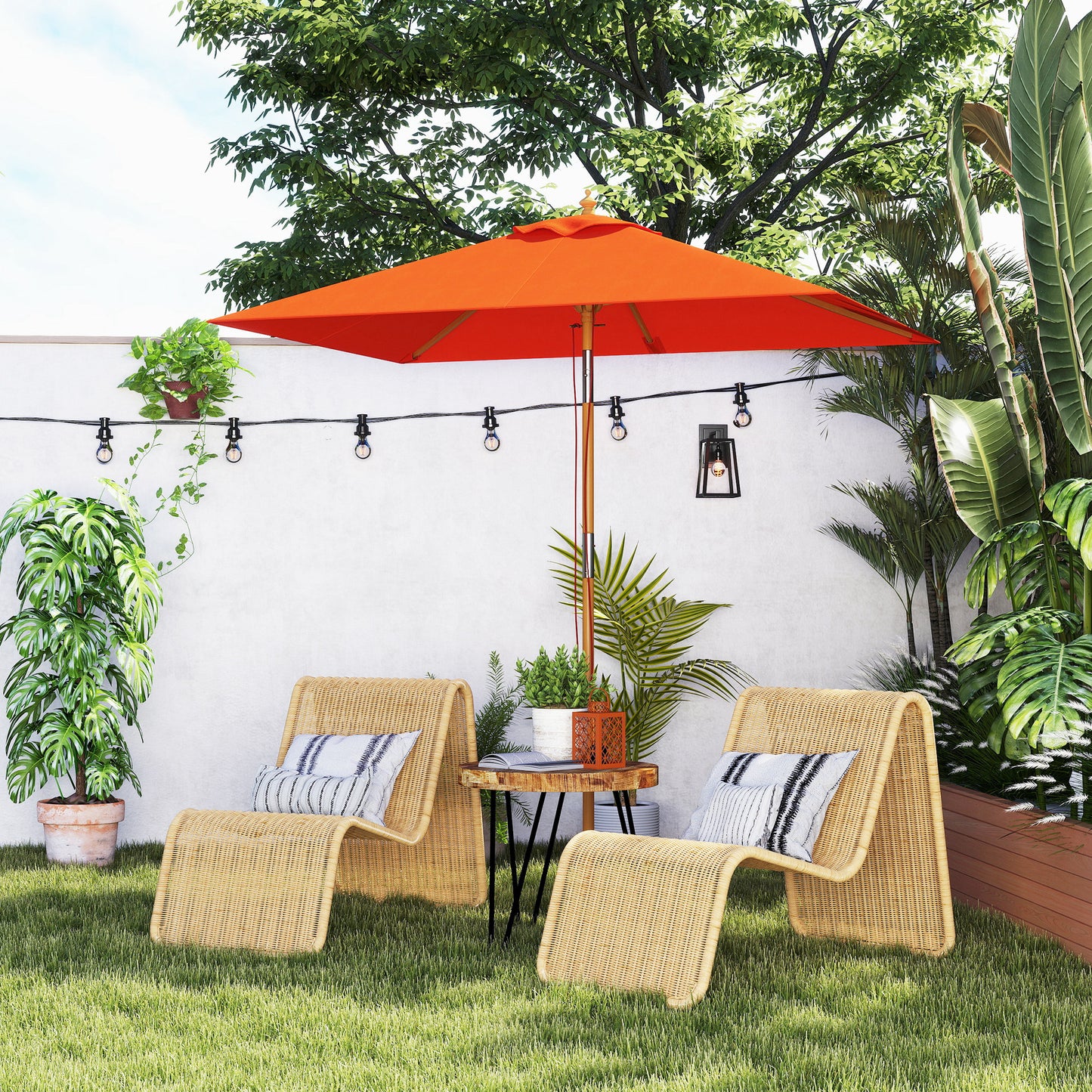 2m Tilting Wooden Pole Parasol