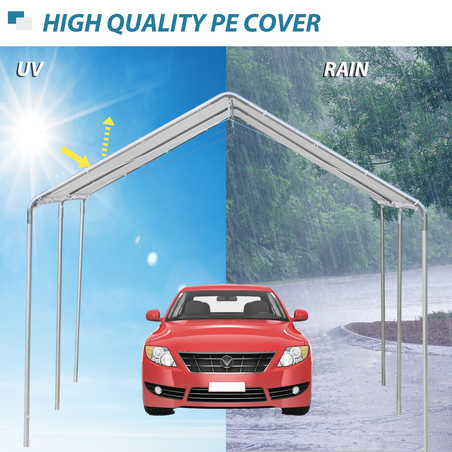 3 x 6m Heavy Duty Carport Garage Car Shelter Galvanized Steel