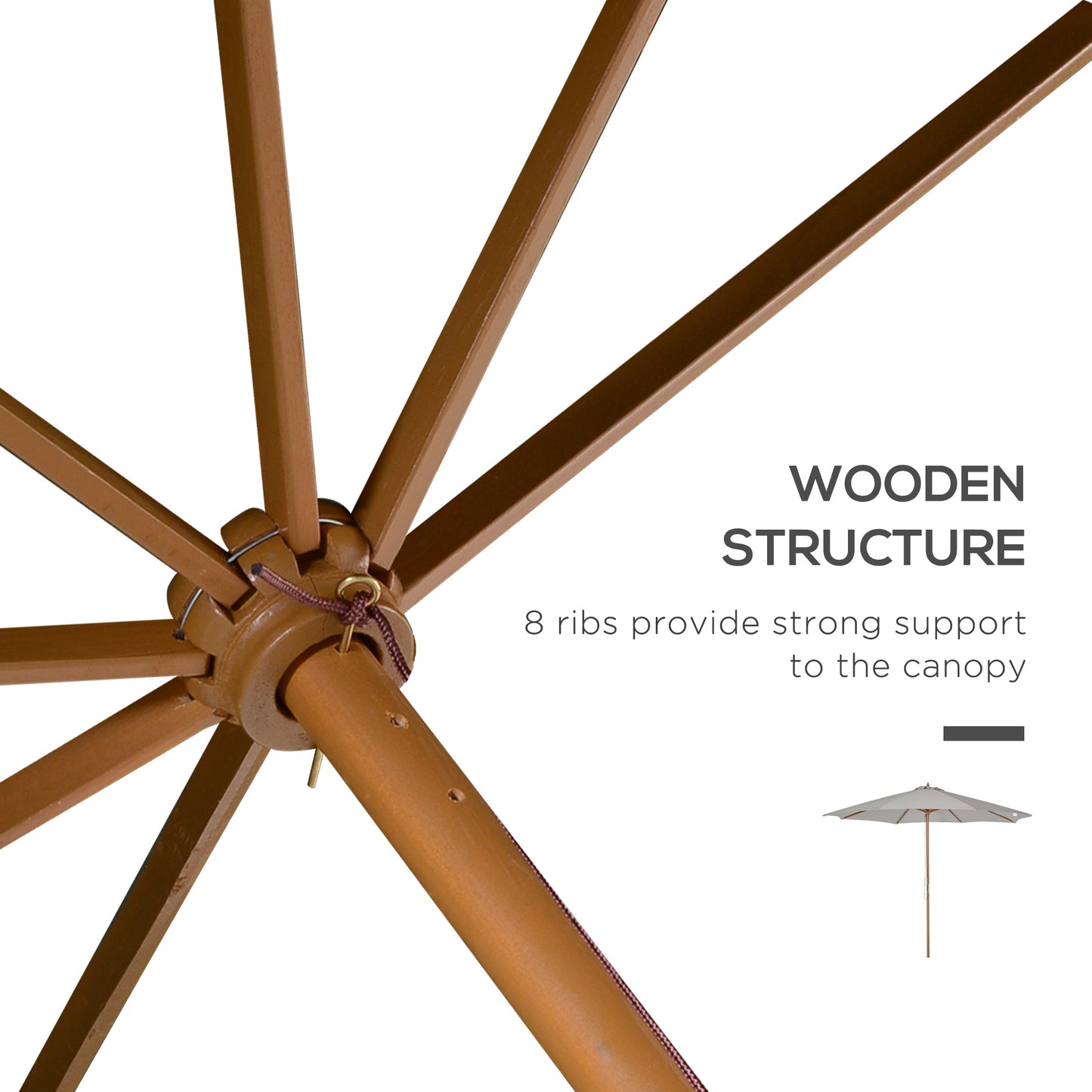 3(m) Garden Parasol, Pulley Operated Patio Umbrella