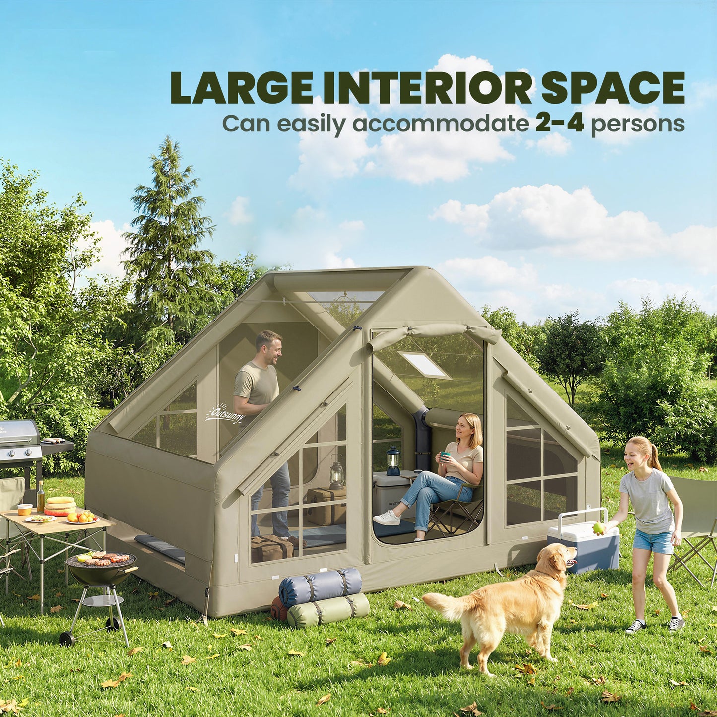 Inflatable Camping Tent with Pump and Stove Jack Hole (1)