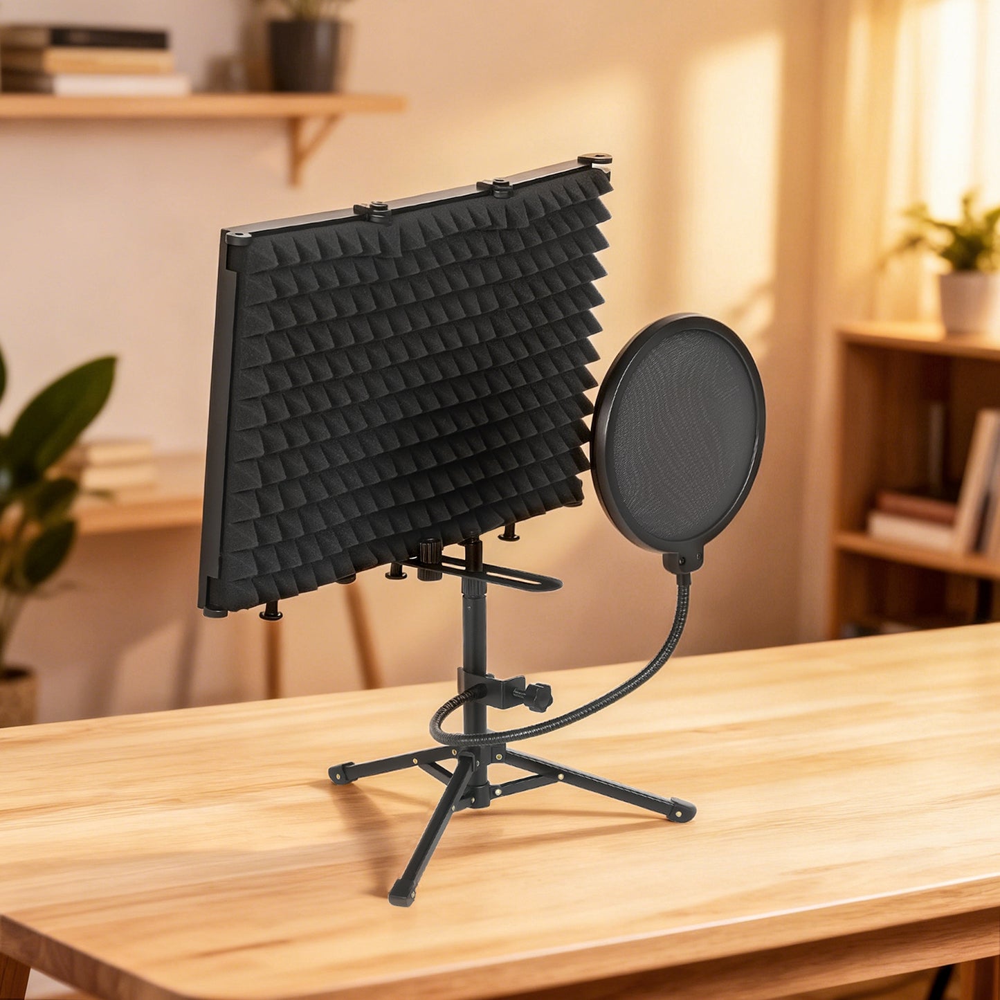 Studio Microphone Isolation Shield with Pop Filter and Tripod Stand