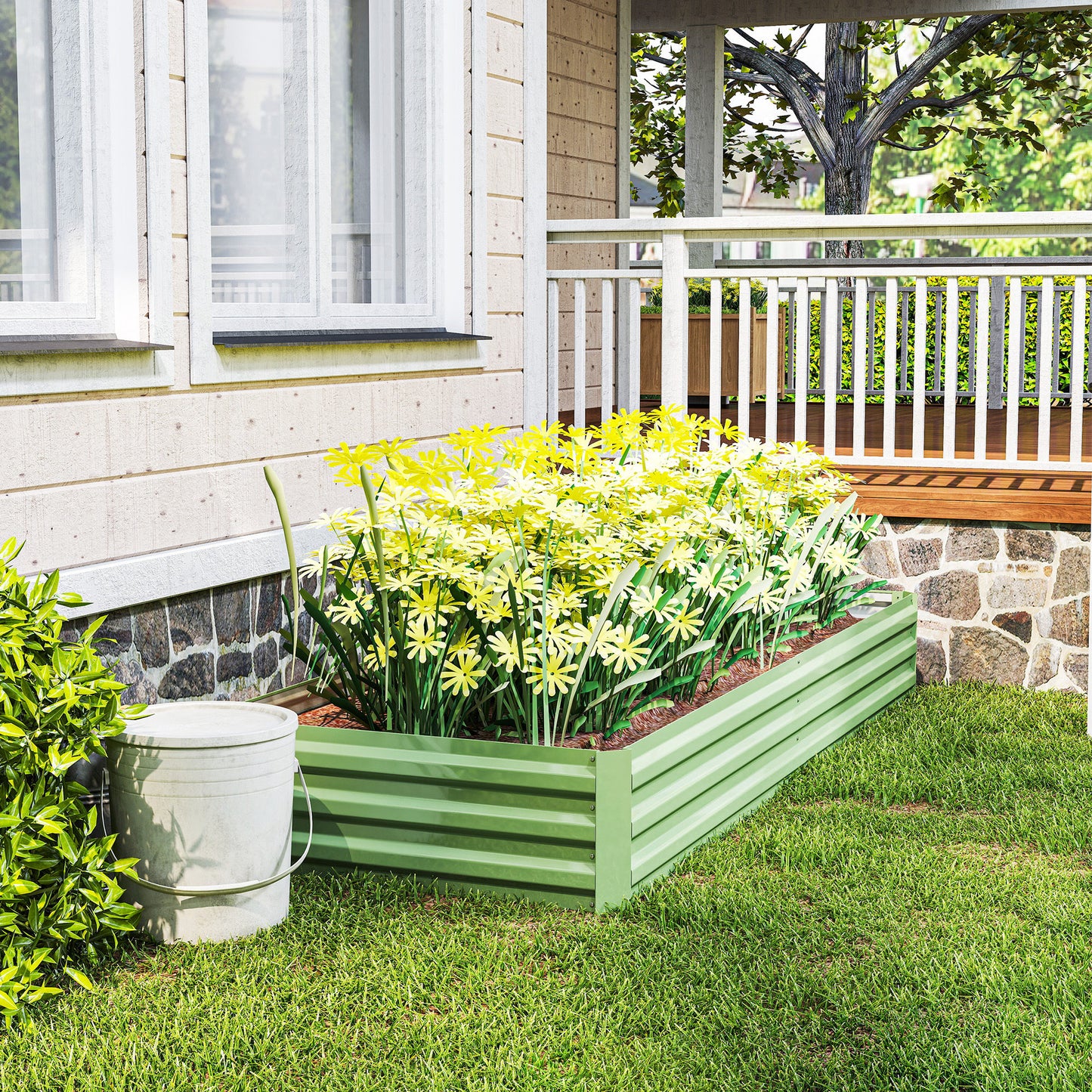 Metal Raised Garden Bed Planter Box Outdoor Planters (2)
