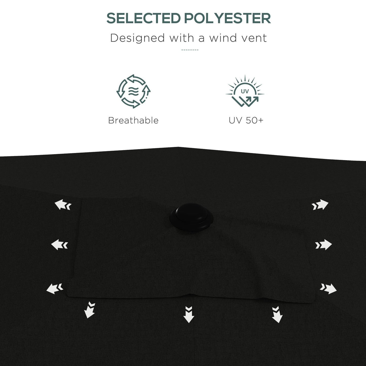 3 x 2 m Garden Parasol Umbrella with Aluminium Pole