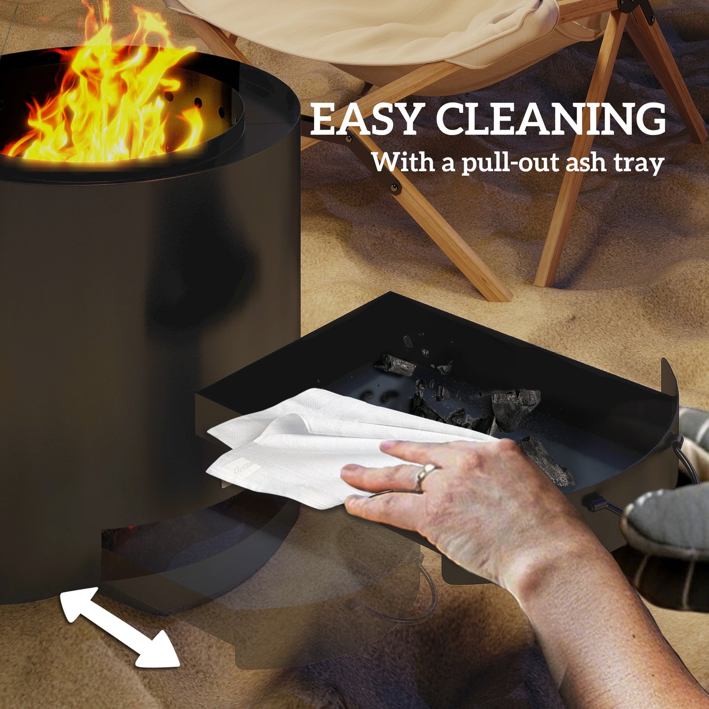 Metal Wood-burning Fire Pit with Fire Poker