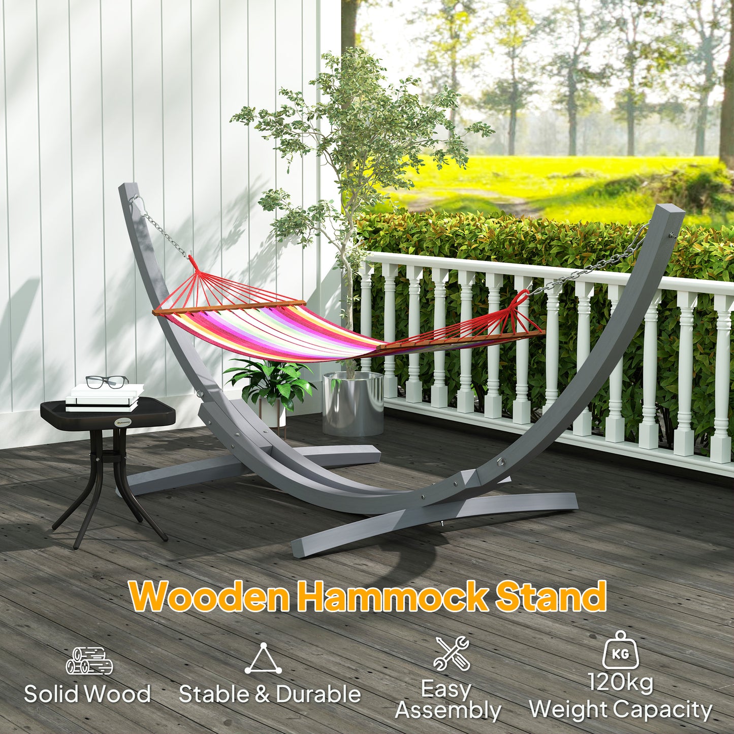 3.25m Wooden Hammock Stand Universal Fit Garden Picnic Camp