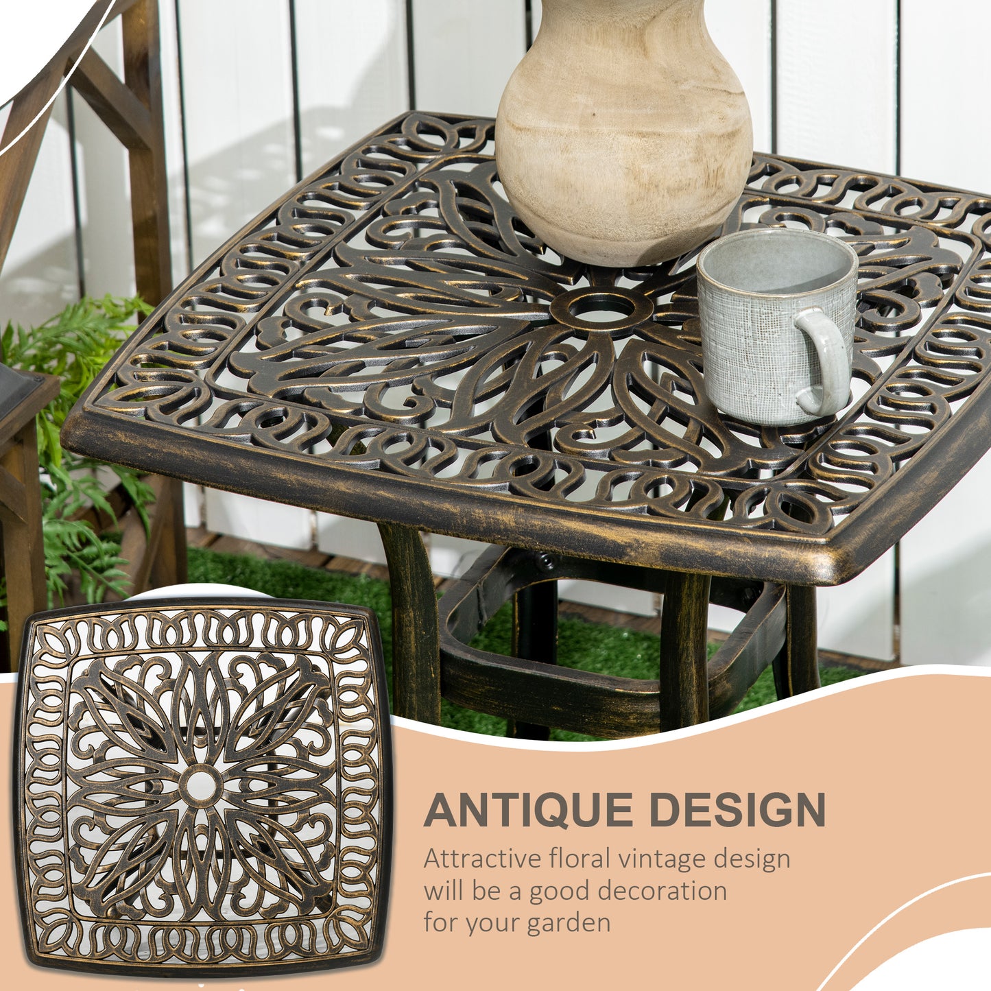 Outdoor Patio Side Table with 38mm Dia. Umbrella Hole
