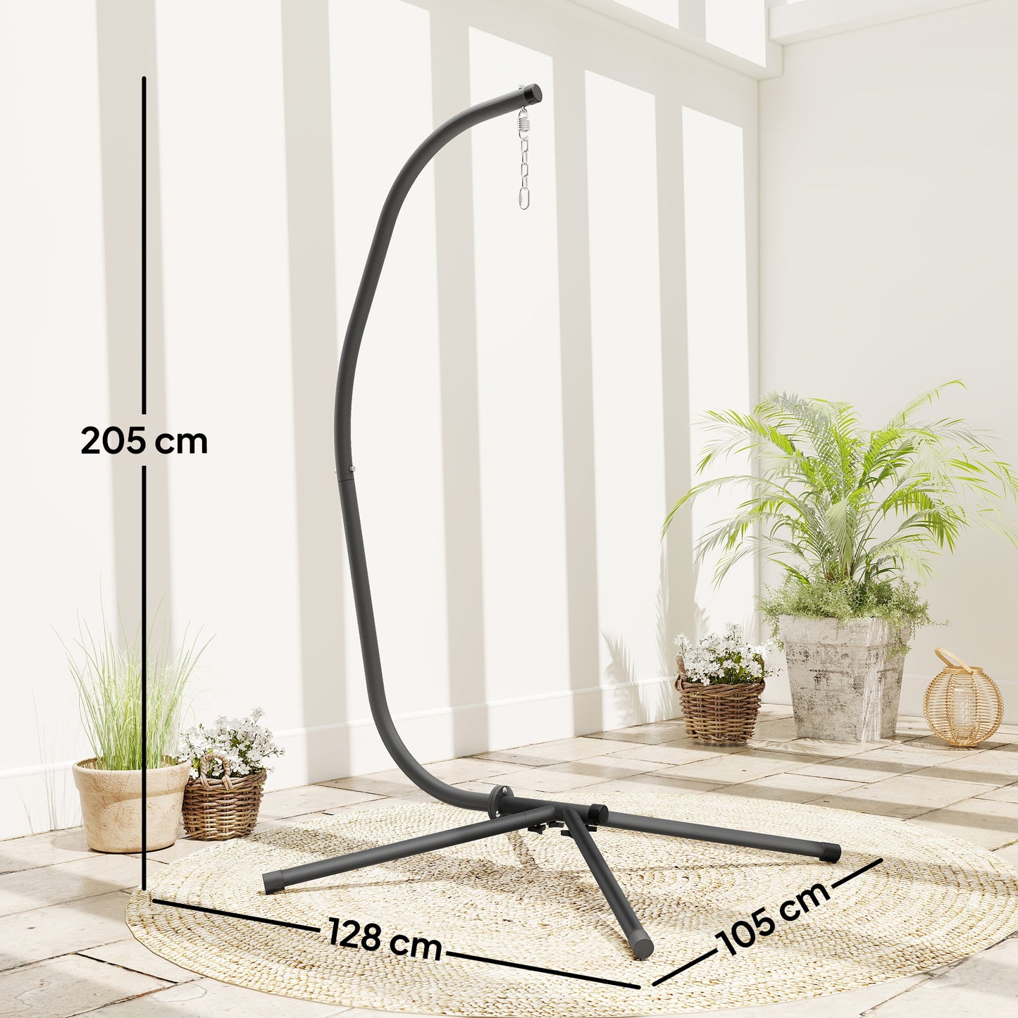 Hanging Egg Chair Stand Only, Hammock Chair C-Stand with Hanging Chain