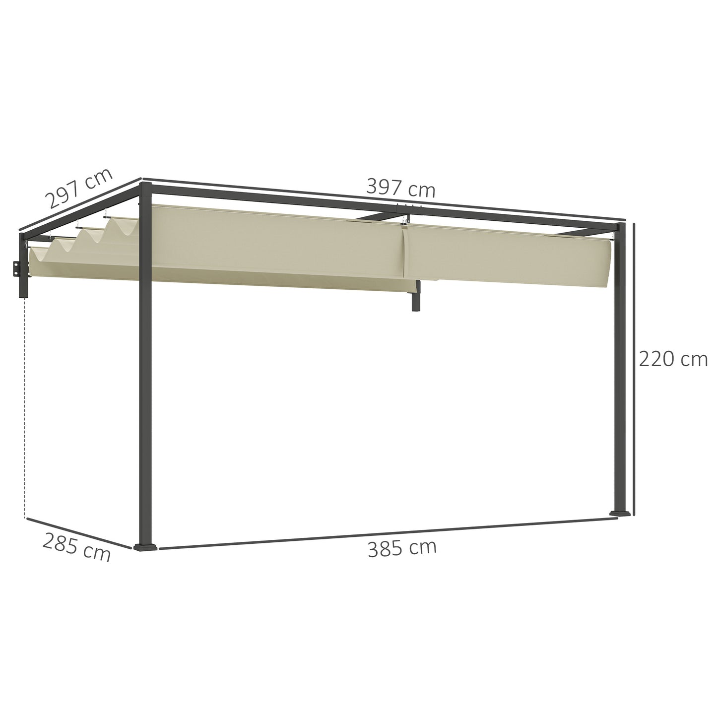 3 x 4m Steel Pergola, with Retractable Canopy