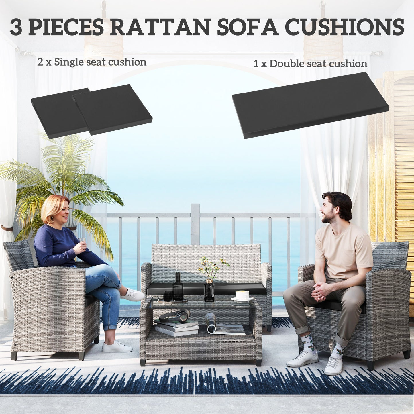 Outdoor Seat Cushion Pads for Rattan Furniture