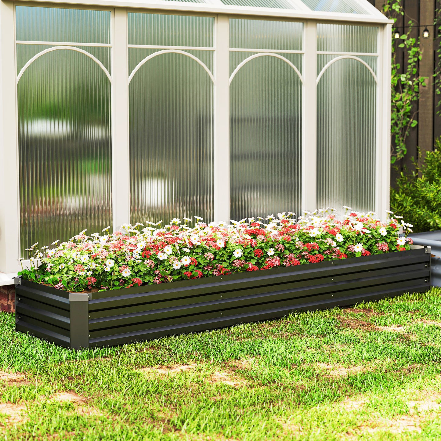 60 x 240cm Galvanised Steel Planter, with Open Bottom