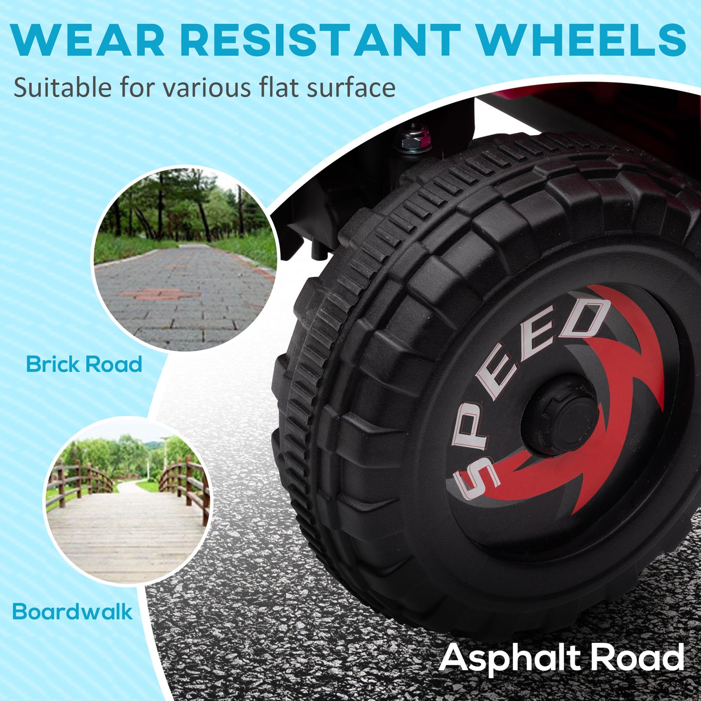 6V Quad Bike with Back Trailer, Wear-Resistant Wheels