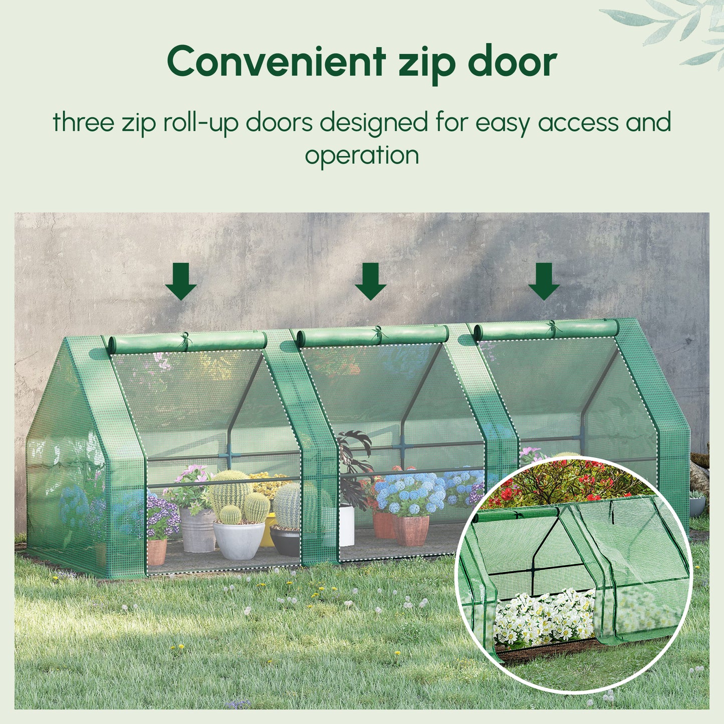 Mini Small Greenhouse with Steel Frame & PE Cover & Zipped Window