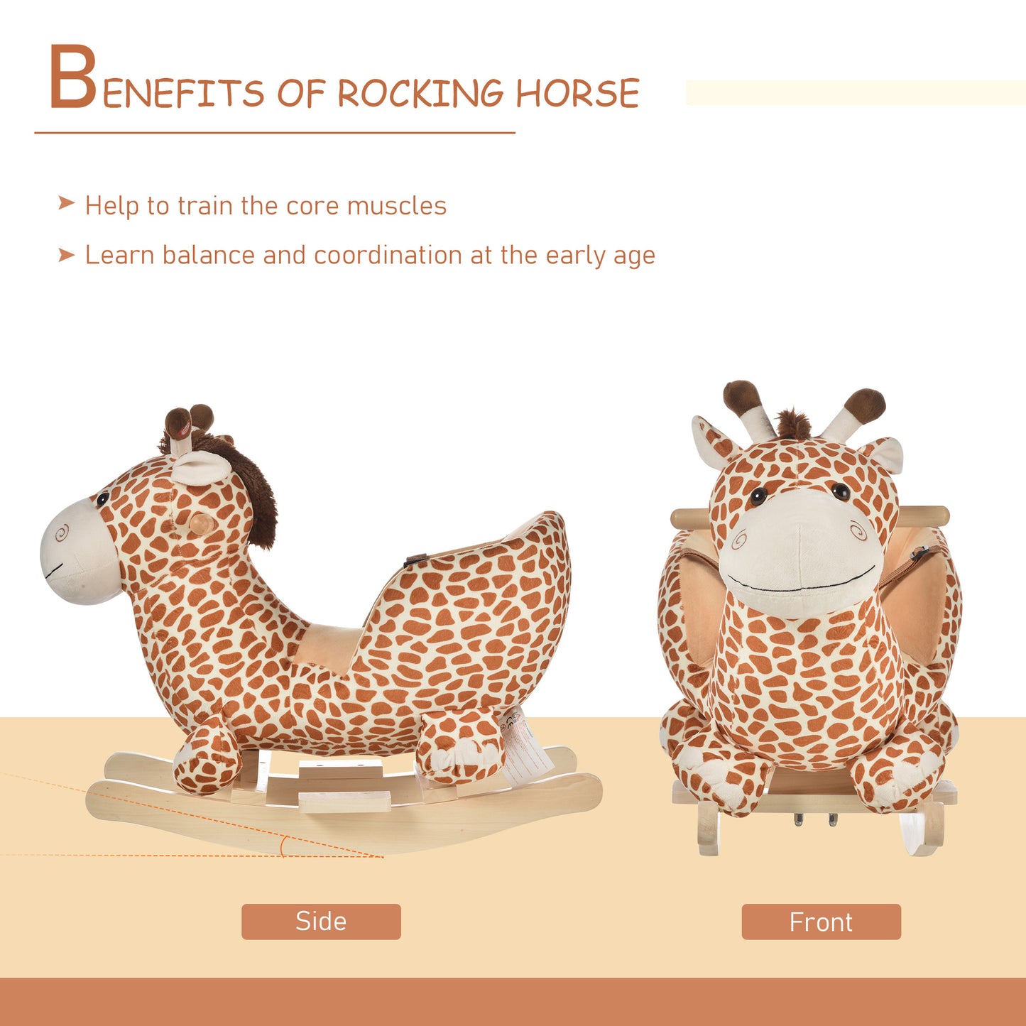 Children Kids Rocking Horse Toys Giraffe Seat Belt Toddlers Baby