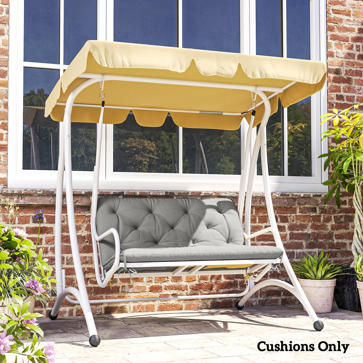 2 Seater Bench Pad, Garden Chair Cushion with Back and Ties