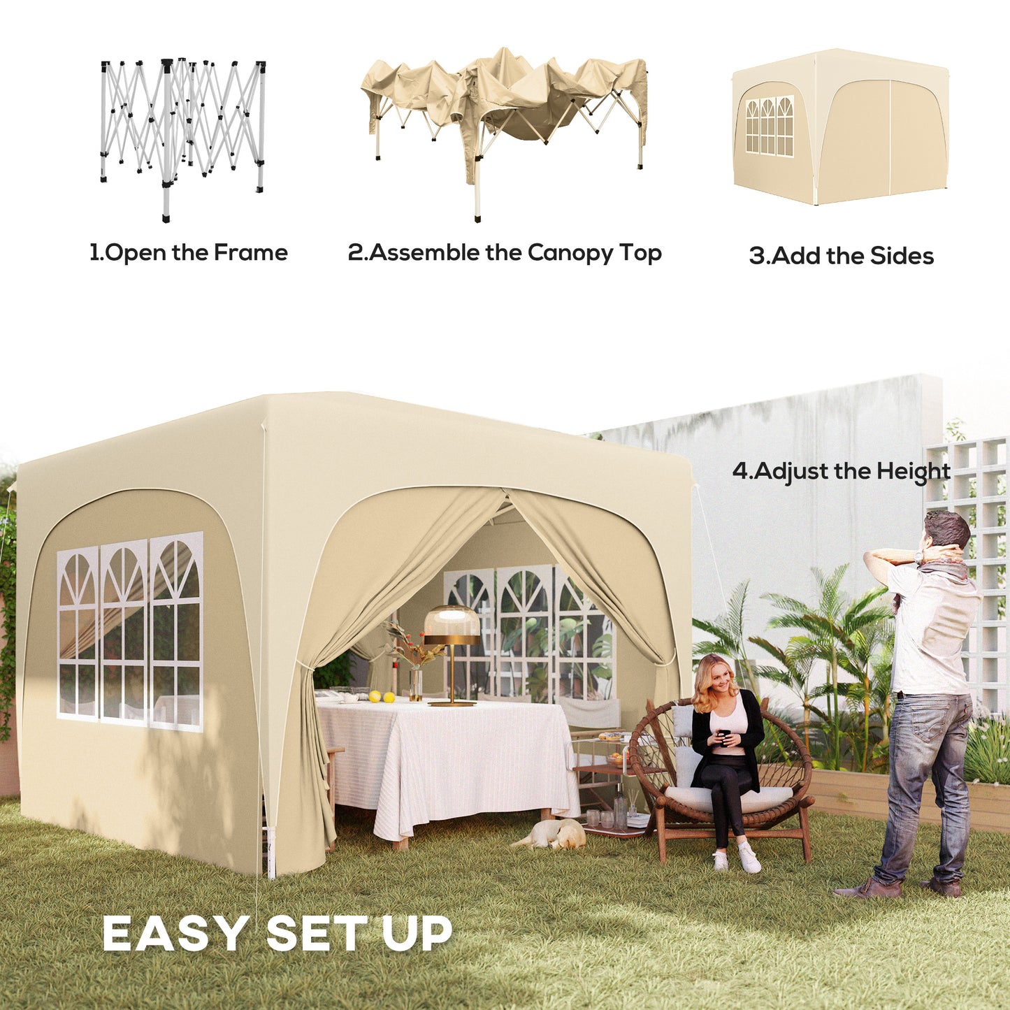 3 x 3m Pop-Up Gazebo Shelter, with Accessories