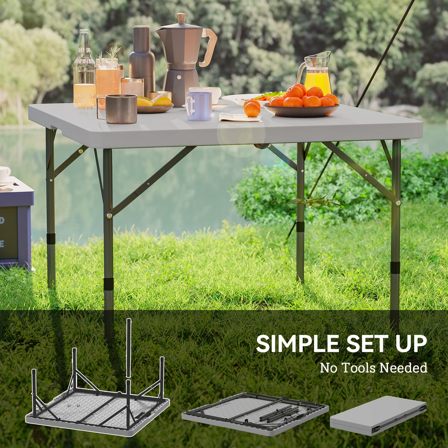 34/74cm Folding Camping Table, with Handle