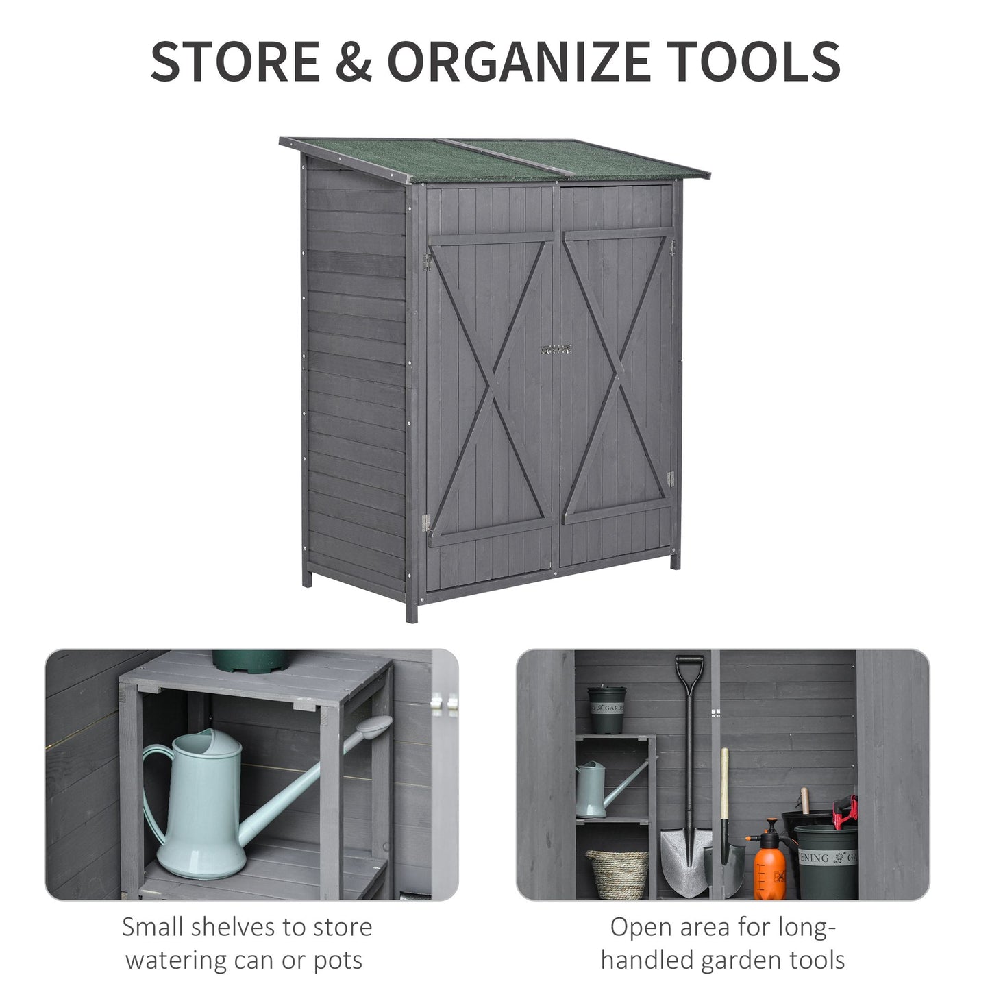 139 x 75 Fir Wood Garden Shed, with Asphalt Roof