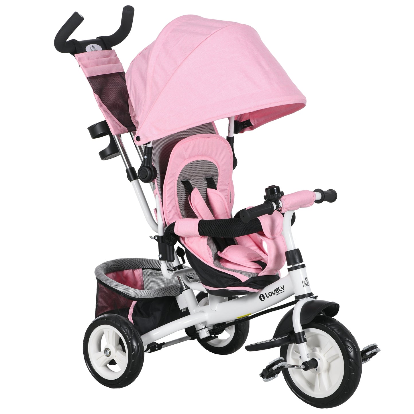6 in 1 Kids Trike with Parent Handle, Canopy, 5-point Seat Belt (3)