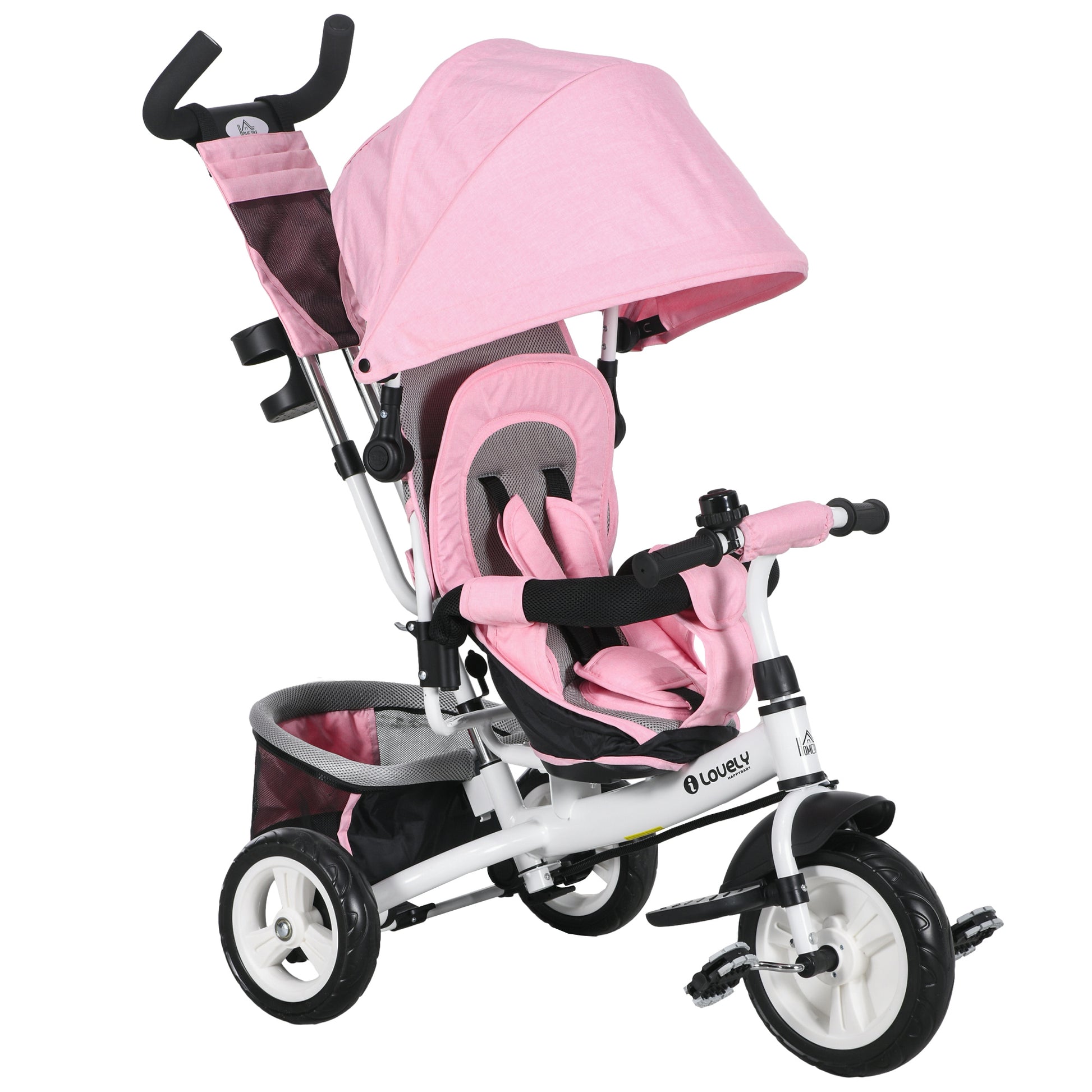 6 in 1 Kids Trike with Parent Handle, Canopy, 5-point Seat Belt (3)