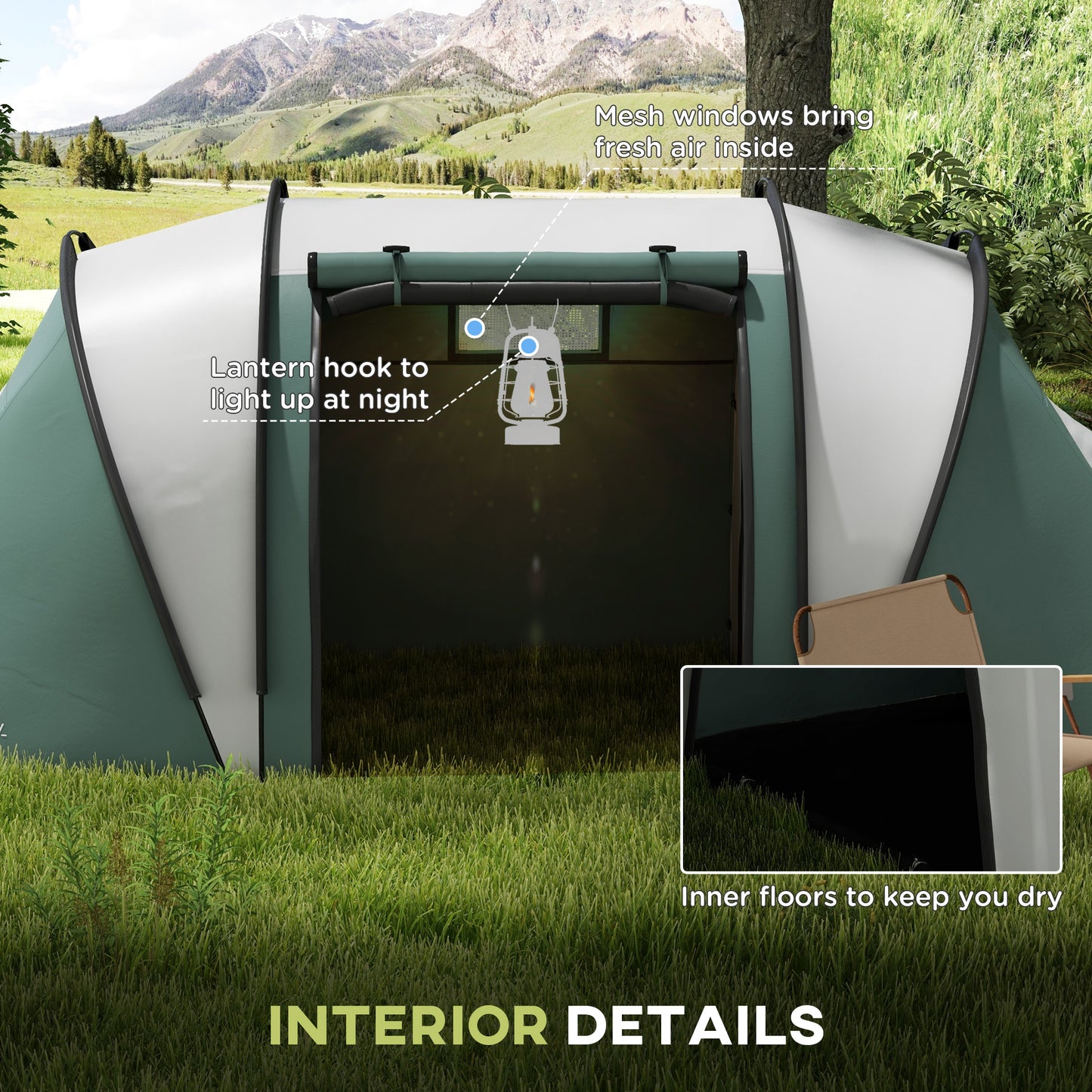 Two-Man Tent, with Bedrooms, Living Room and Canopy