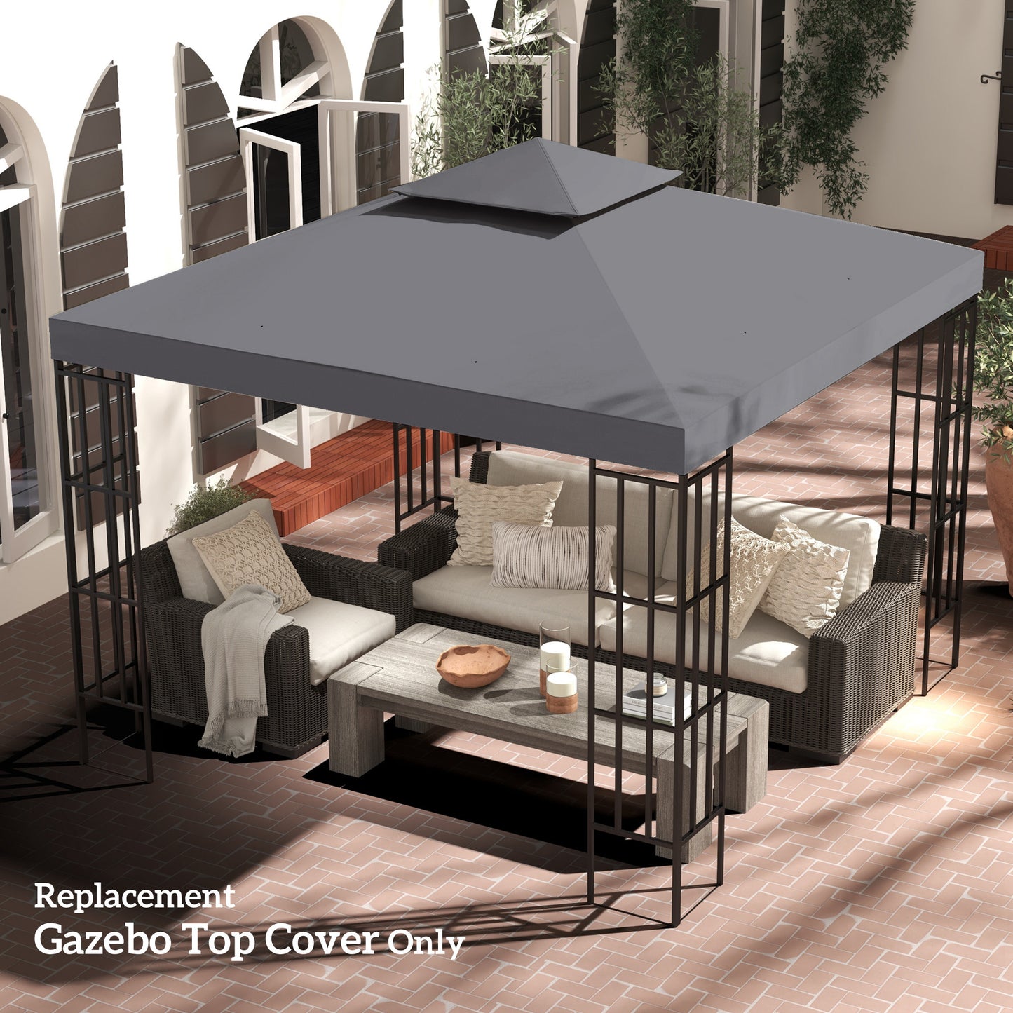 3(m) Gazebo Top Cover Double Tier Canopy Replacement Pavilion Roof