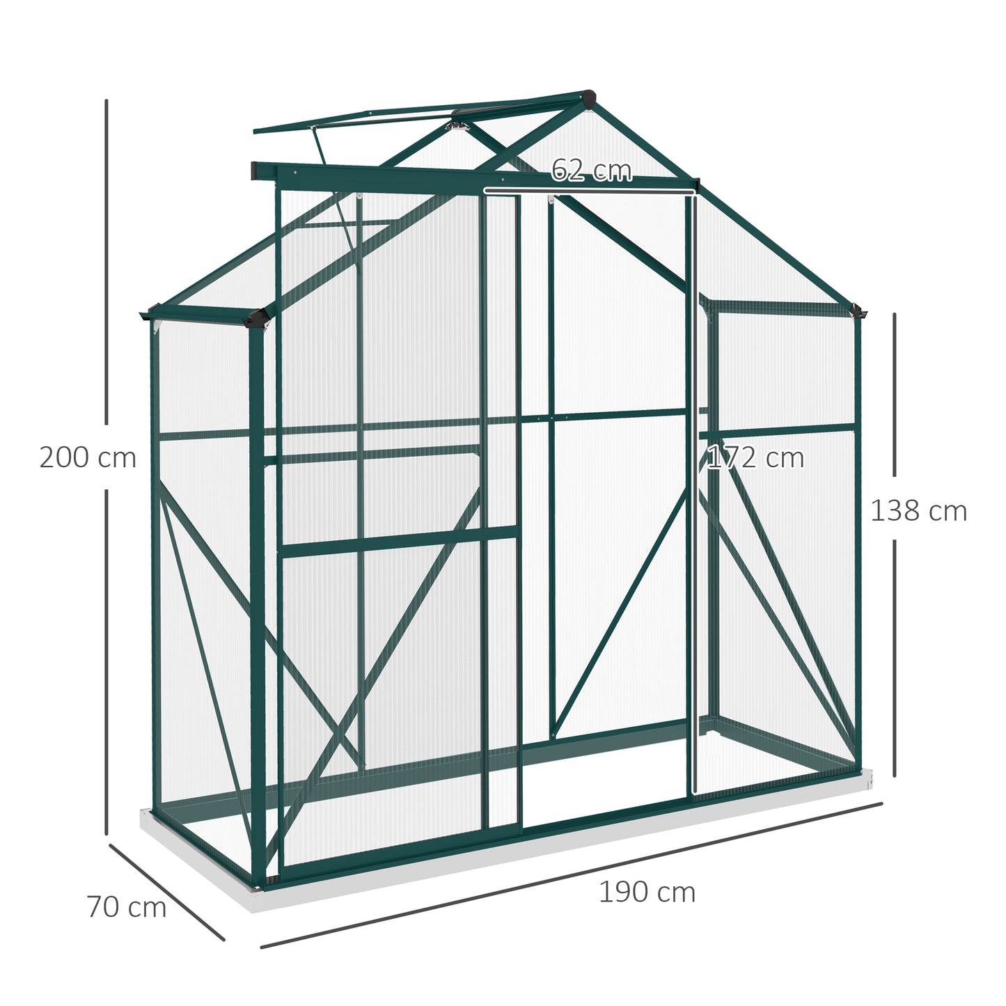 6 x 2.5ft Polycarbonate Greenhouse Walk-In Green House