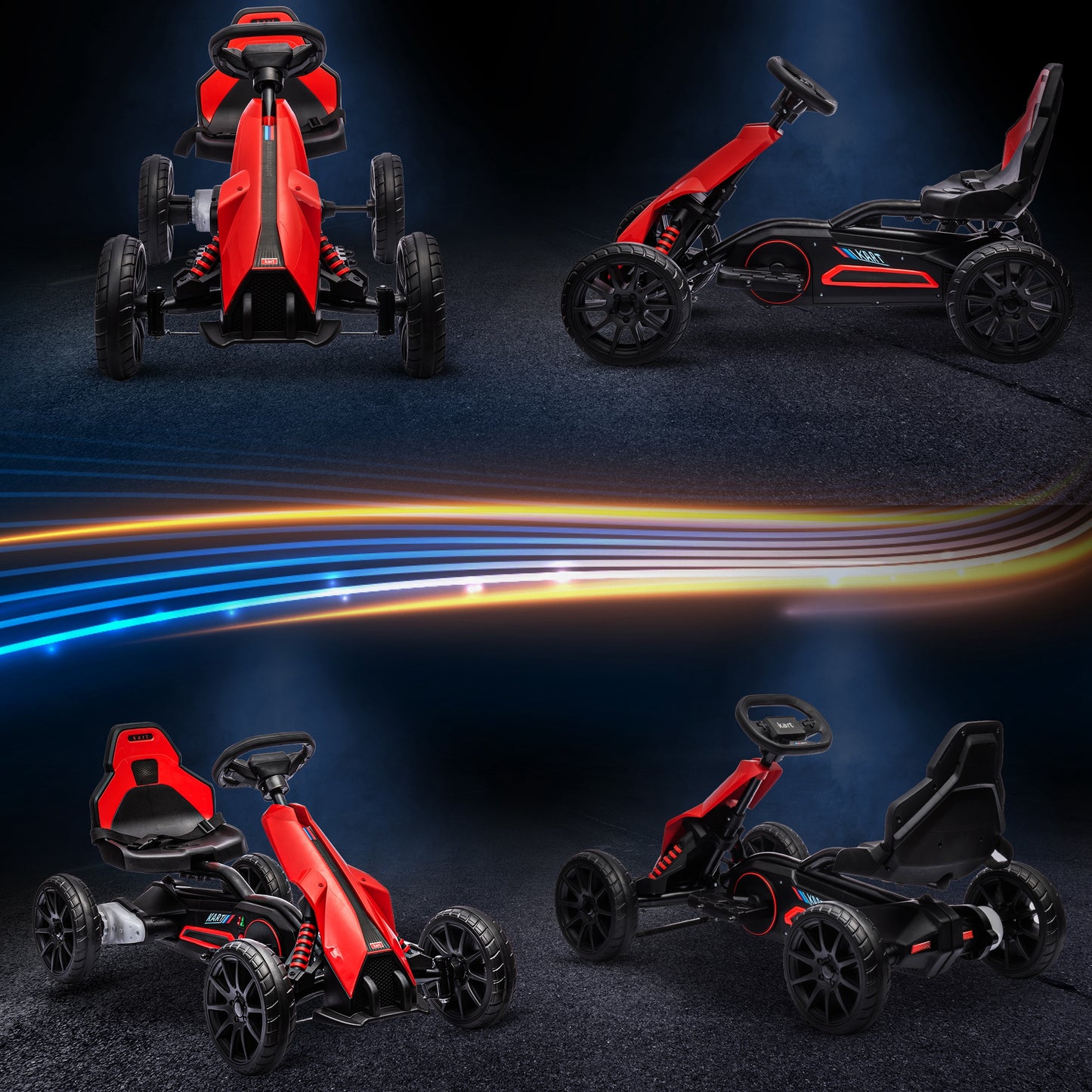 12V Electric Go-Kart for Kids, Ride-On Racing Go-Kart