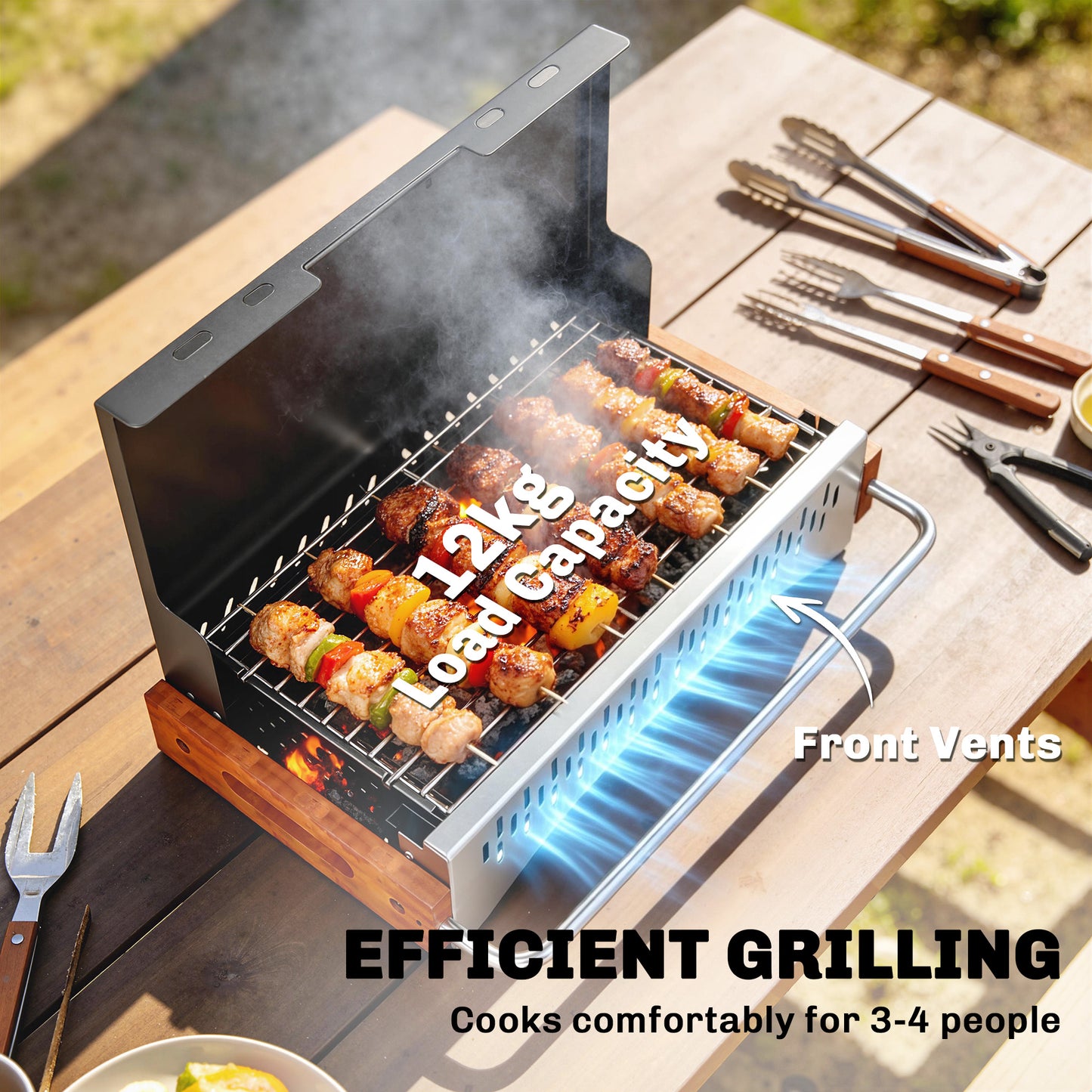 Portable BBQ Grill, Folding Charcoal Barbecue Grill