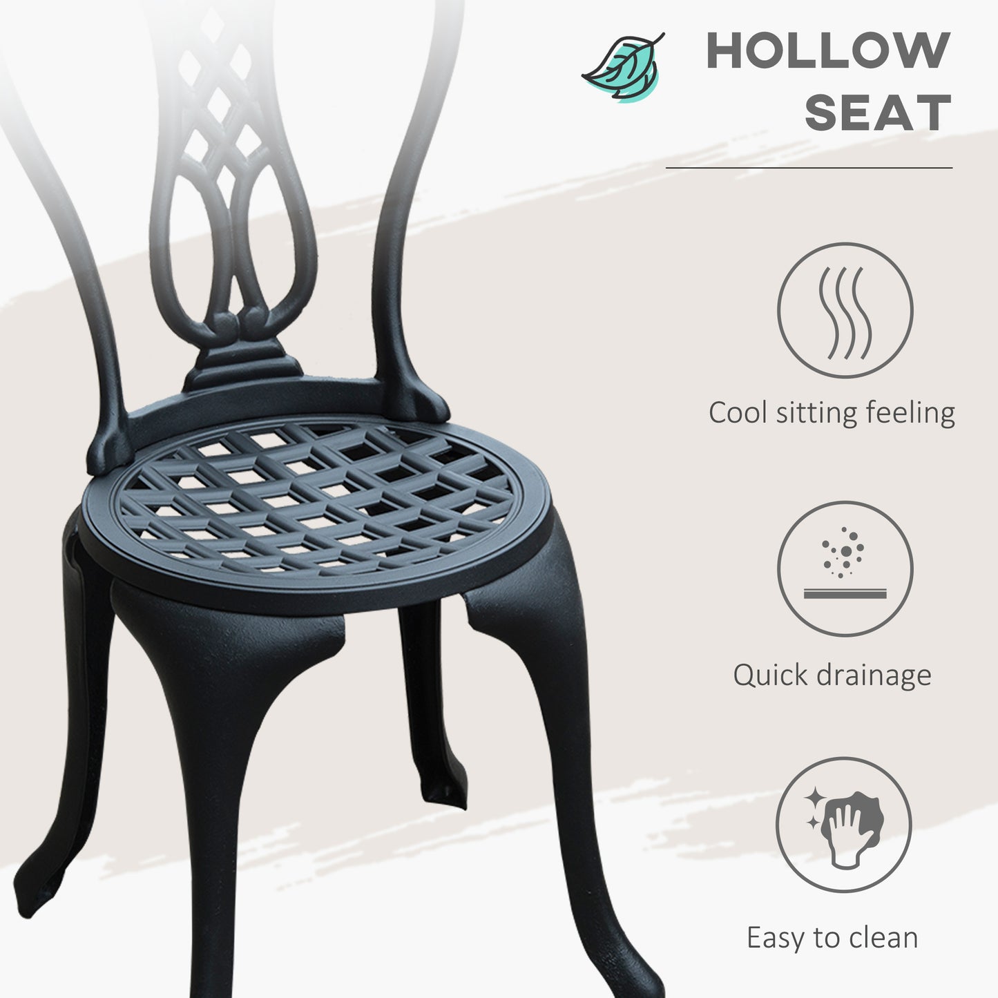 3 Piece Patio Cast Aluminium Bistro Set Garden Outdoor Furniture
