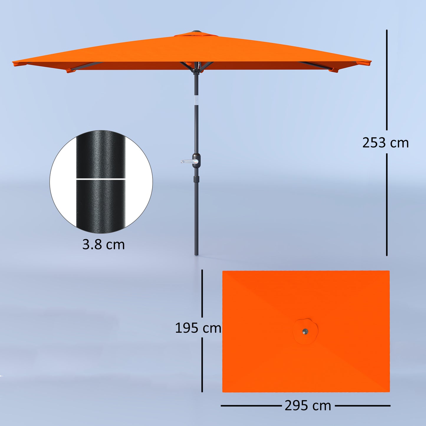 3x2m Garden Parasol Umbrella with Aluminium Pole, Tilt and Crank