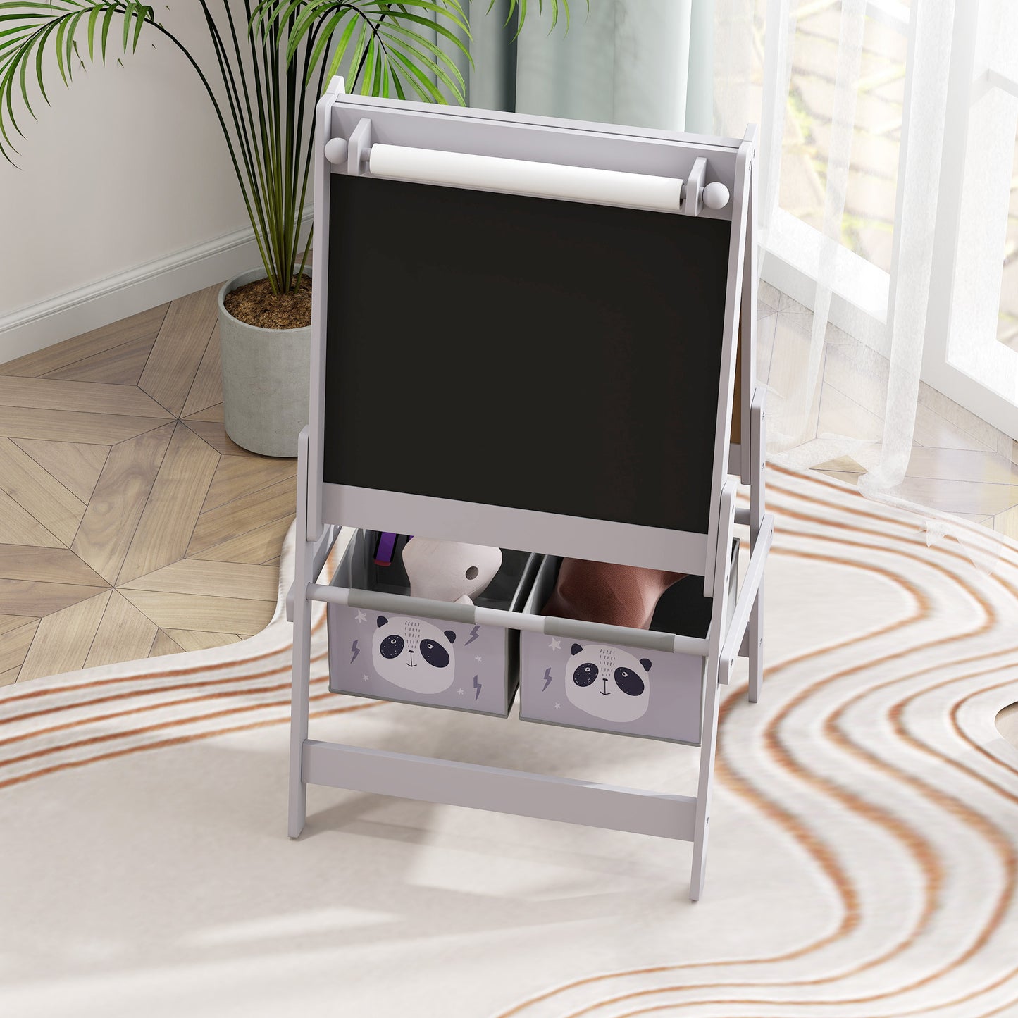 3-In-1 Kids Easel with Paper Roll, Art Easel, with Storage