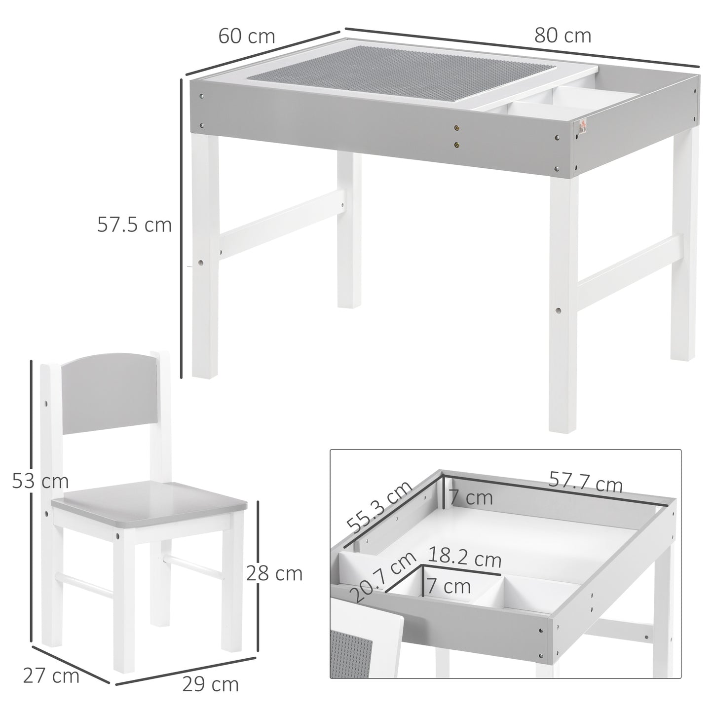 Kids Table and Chair Set, with Storage Space