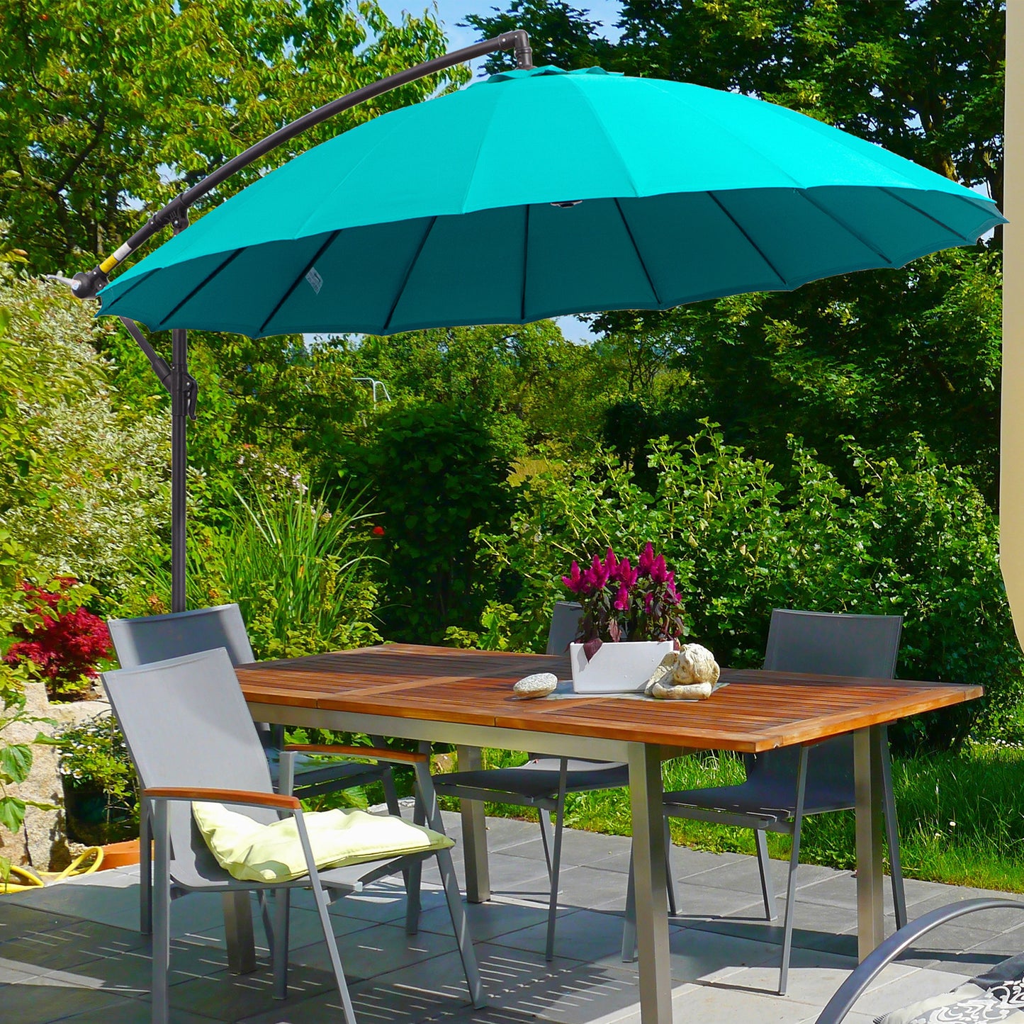 3(m) Cantilever Umbrella 18 Ribs & Vents Adjustable Angle for Patio