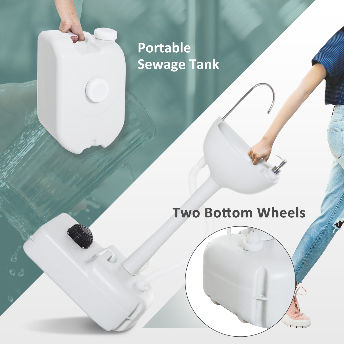 Portable Camping Sink with Running Water and Wastewater Tank