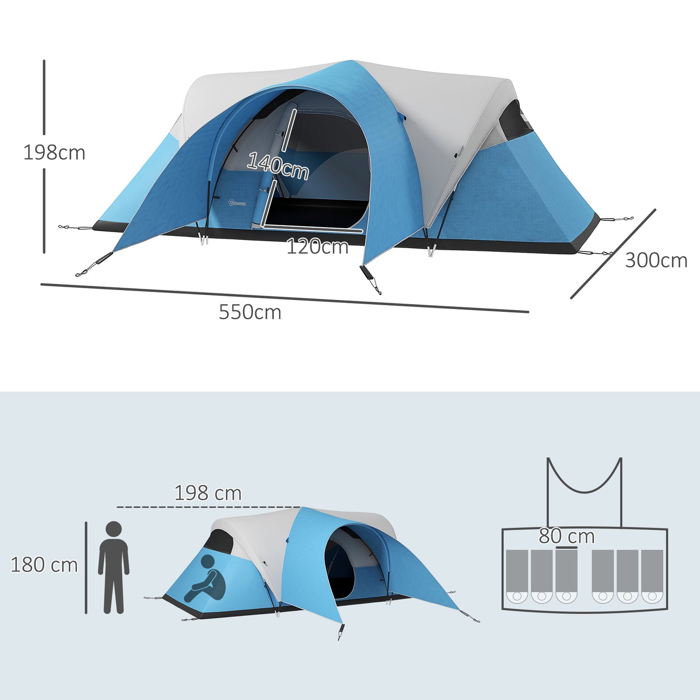 3000mm Waterproof Camping Tent for 5-6 Man