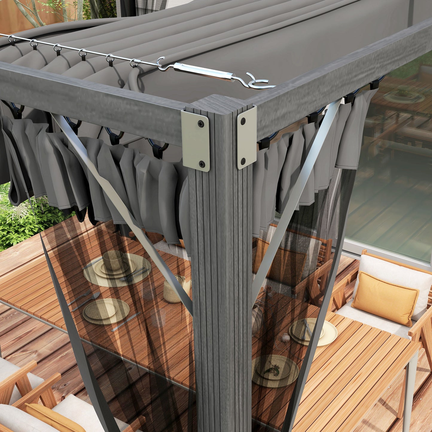 3 x 3m Aluminium Frame Pergola, with Retractable Roof