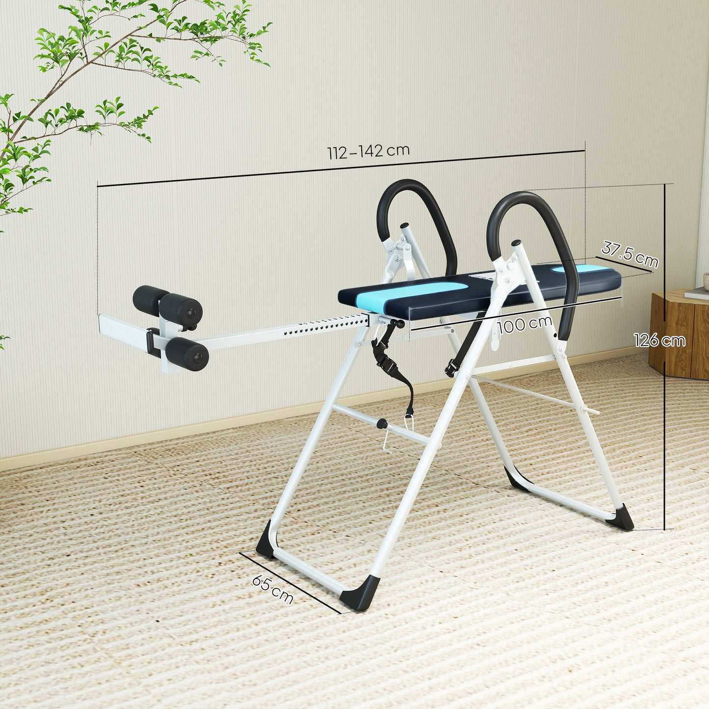 Foldable Gravity Inversion Table Back Therapy Home Fitness Bench