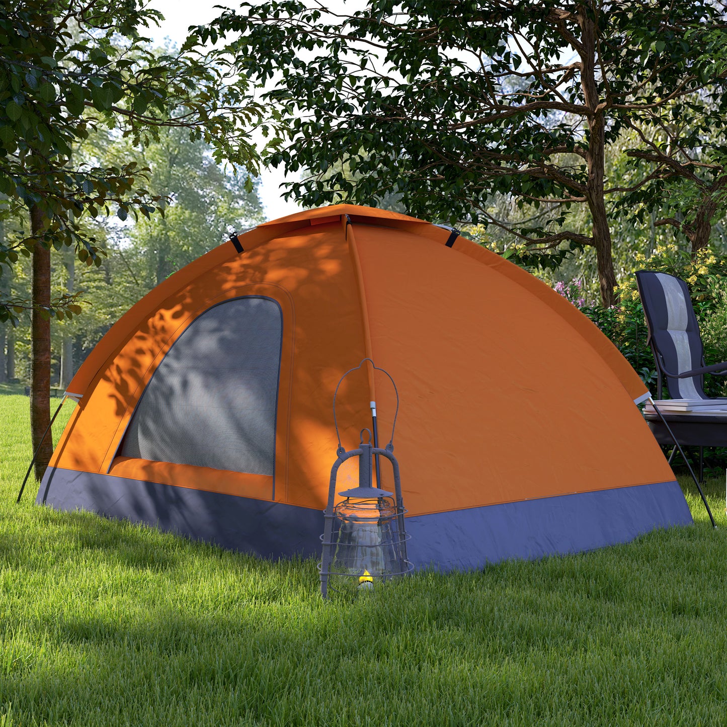 2 Person Camping Tent, Dome Tent with Zipped Doors, Storage Pocket