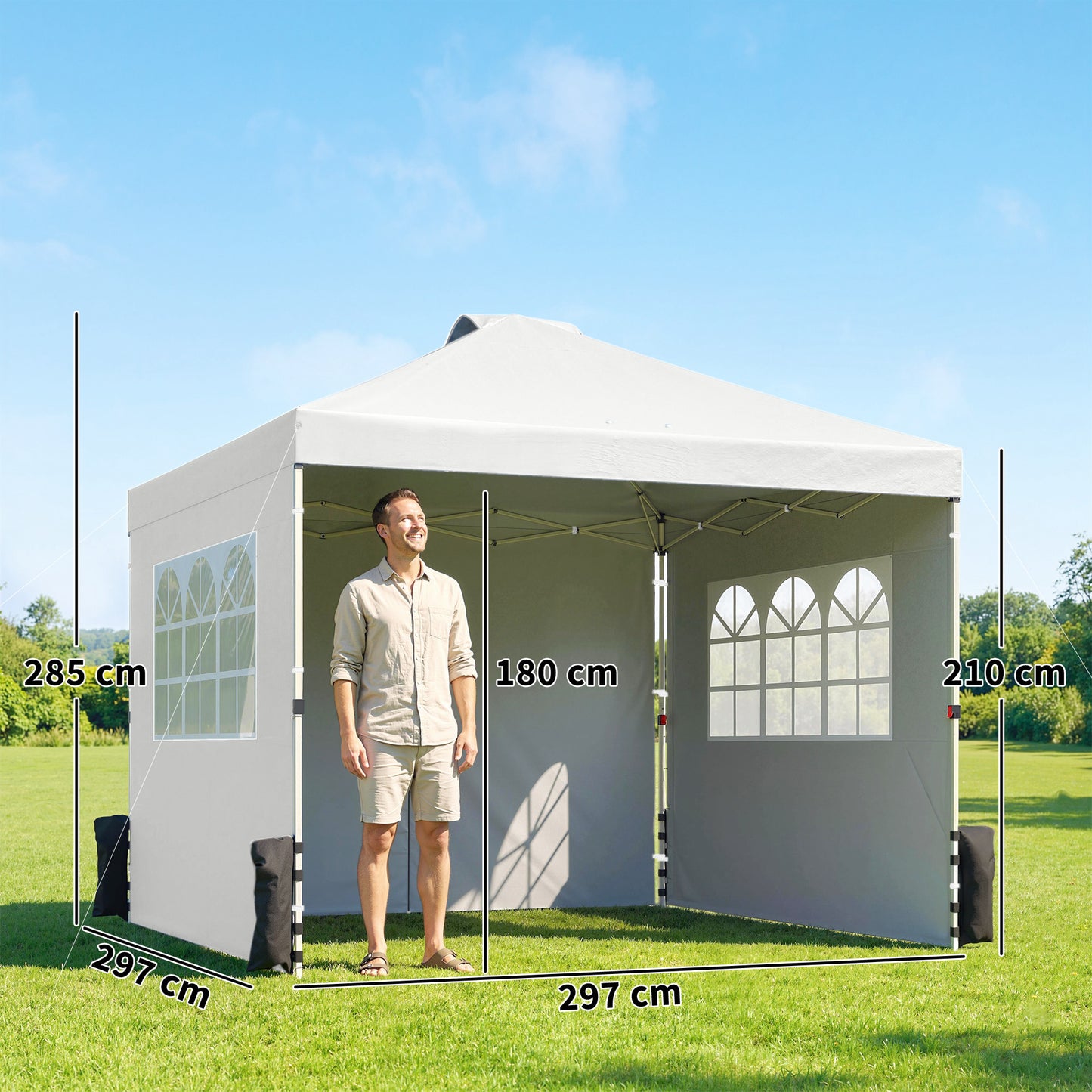 Pop Up Gazebo Waterproof Height Adjustable Canopy