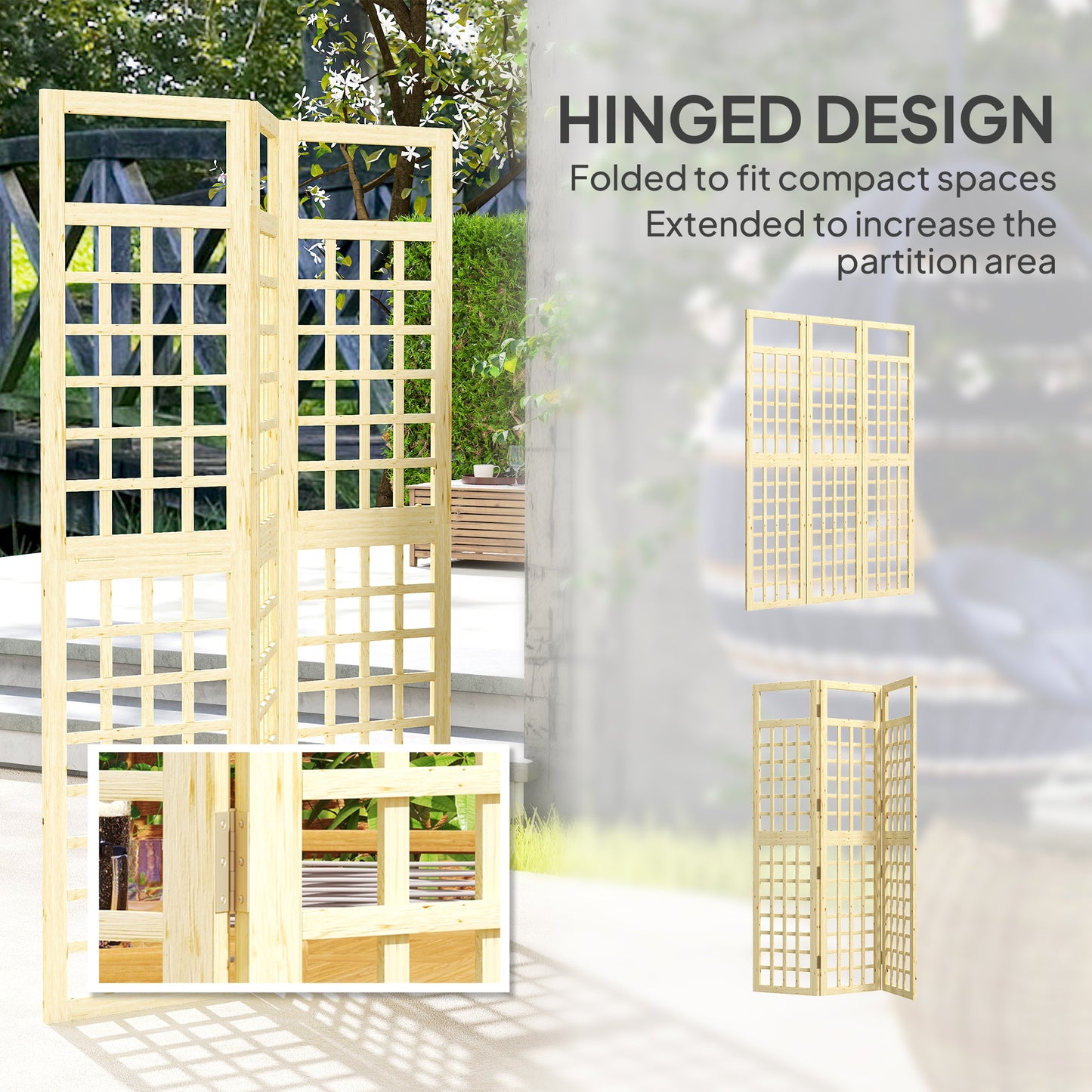 3-Panel Garden Privacy Screen