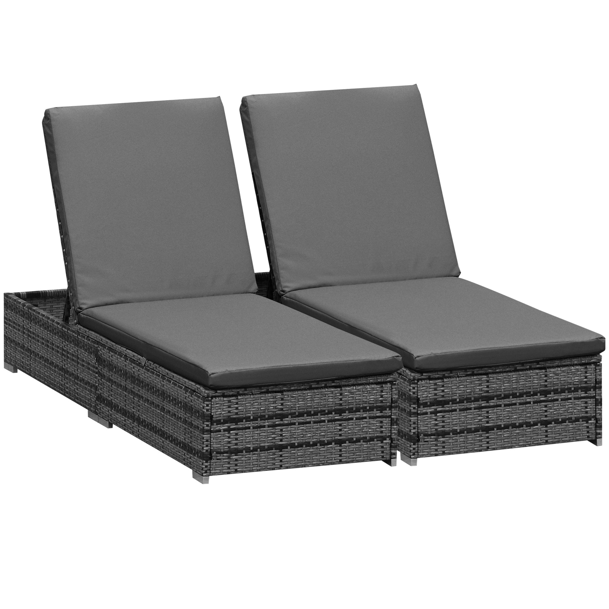 PE Rattan Sun Loungers with Cushion