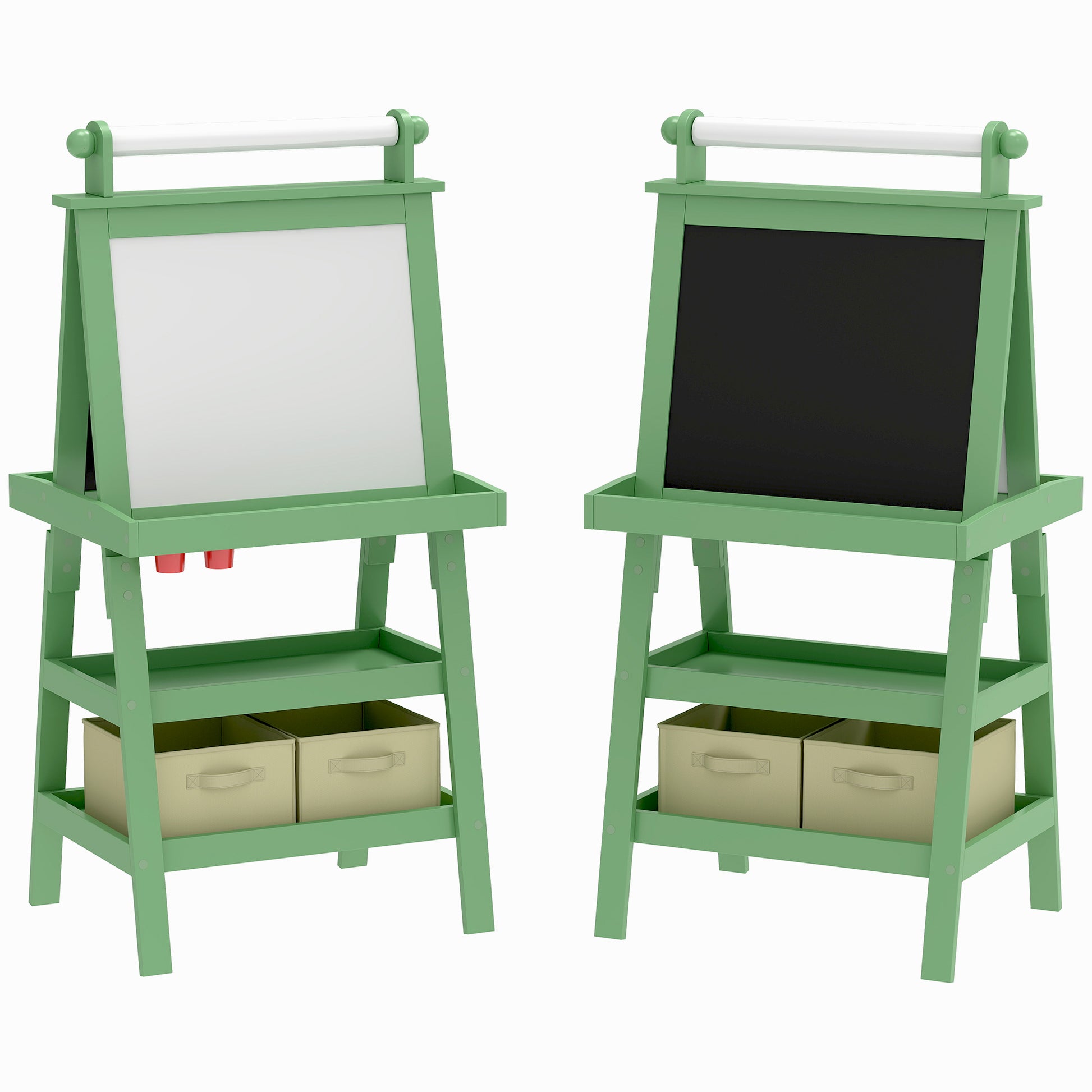 3 in 1 Kids Easel Double-Sided Magnetic Whiteboard and Chalkboard
