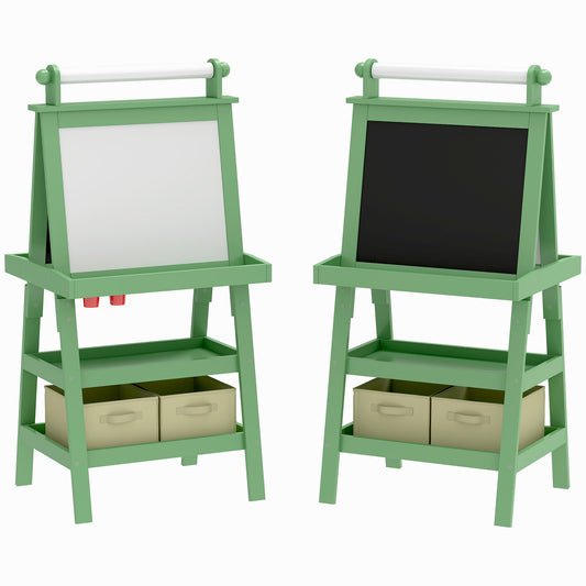 3 in 1 Kids Easel Double-Sided Magnetic Whiteboard and Chalkboard