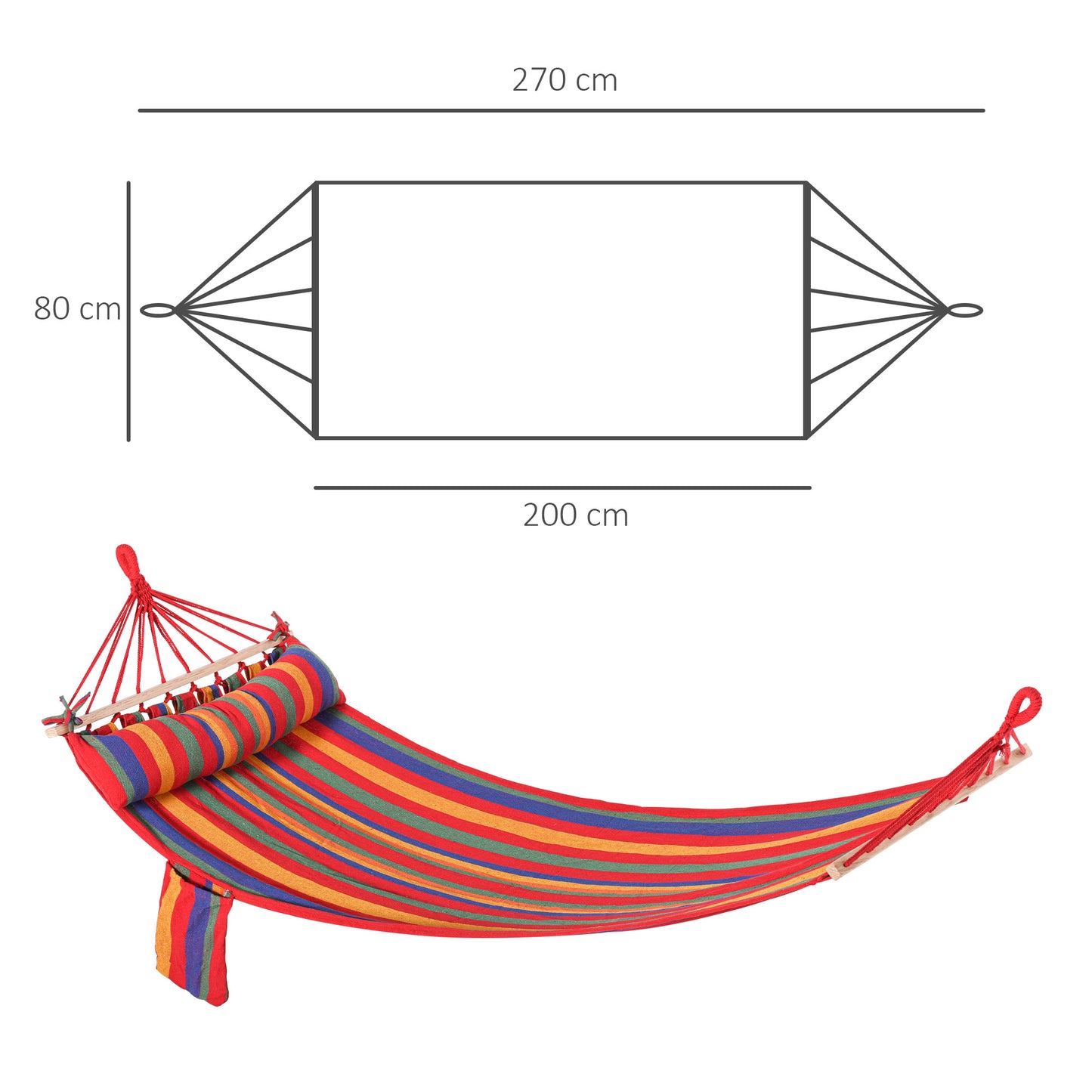 Cotton Hammock, Soft Portable Swing Sleeping w/ Headrest & Side
