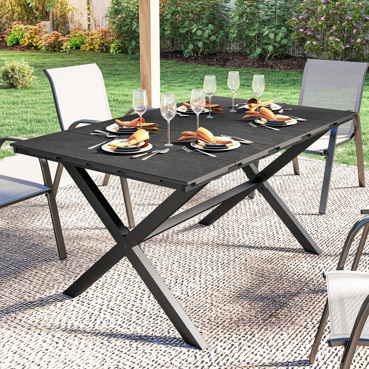 Garden Dining Table for 6, Rectangular Outdoor Table