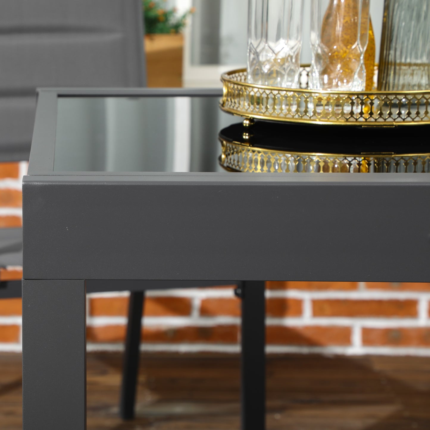 Extending Garden Table, Outdoor Dining Table with Aluminium Frame