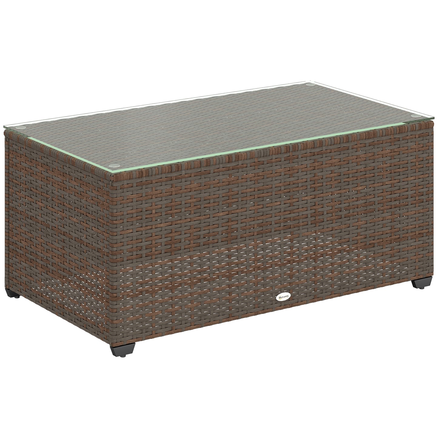 90 x 50cm Glass-Top Rattan Side Table