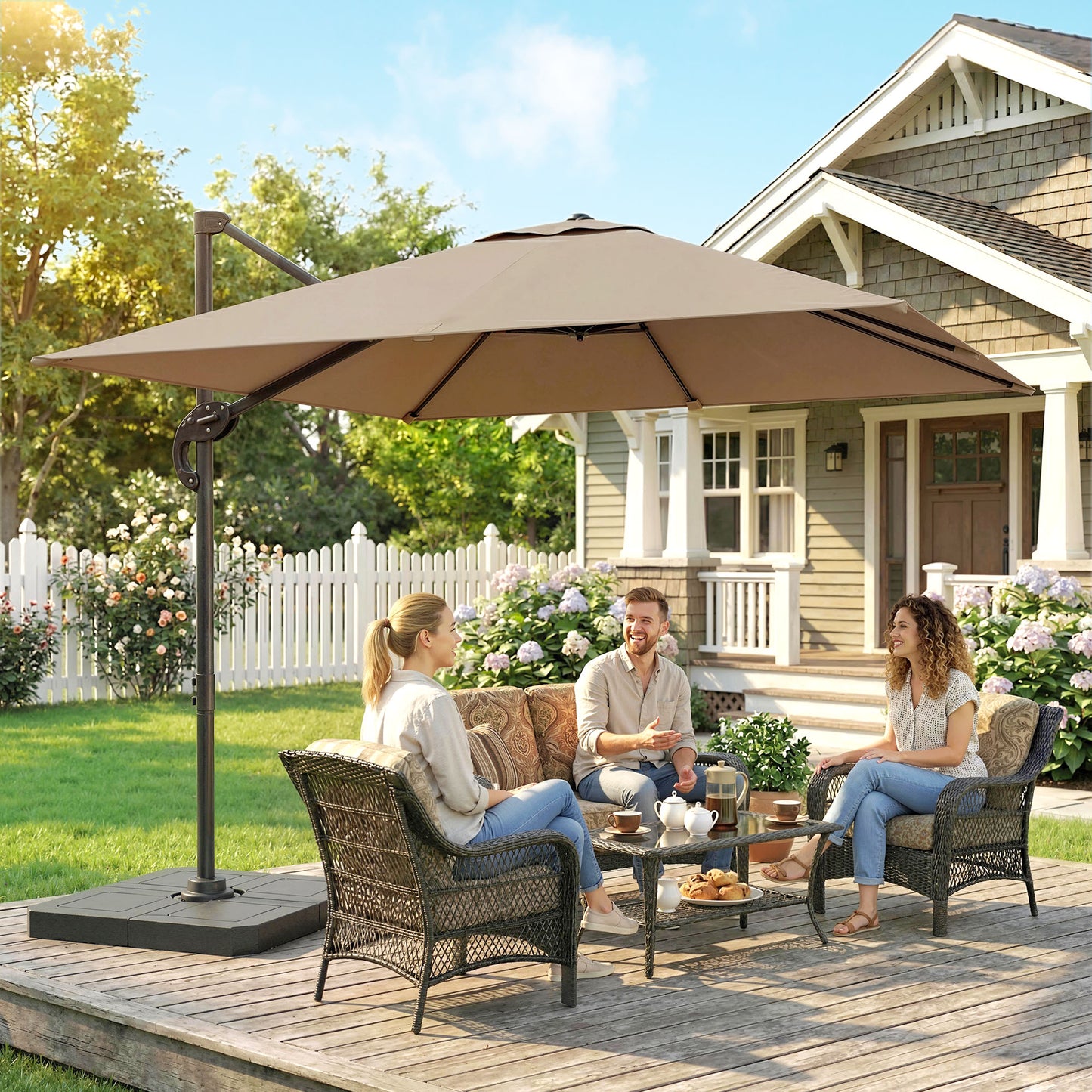2.4 x 2.4 m Cantilever Parasol with Umbrella Weights